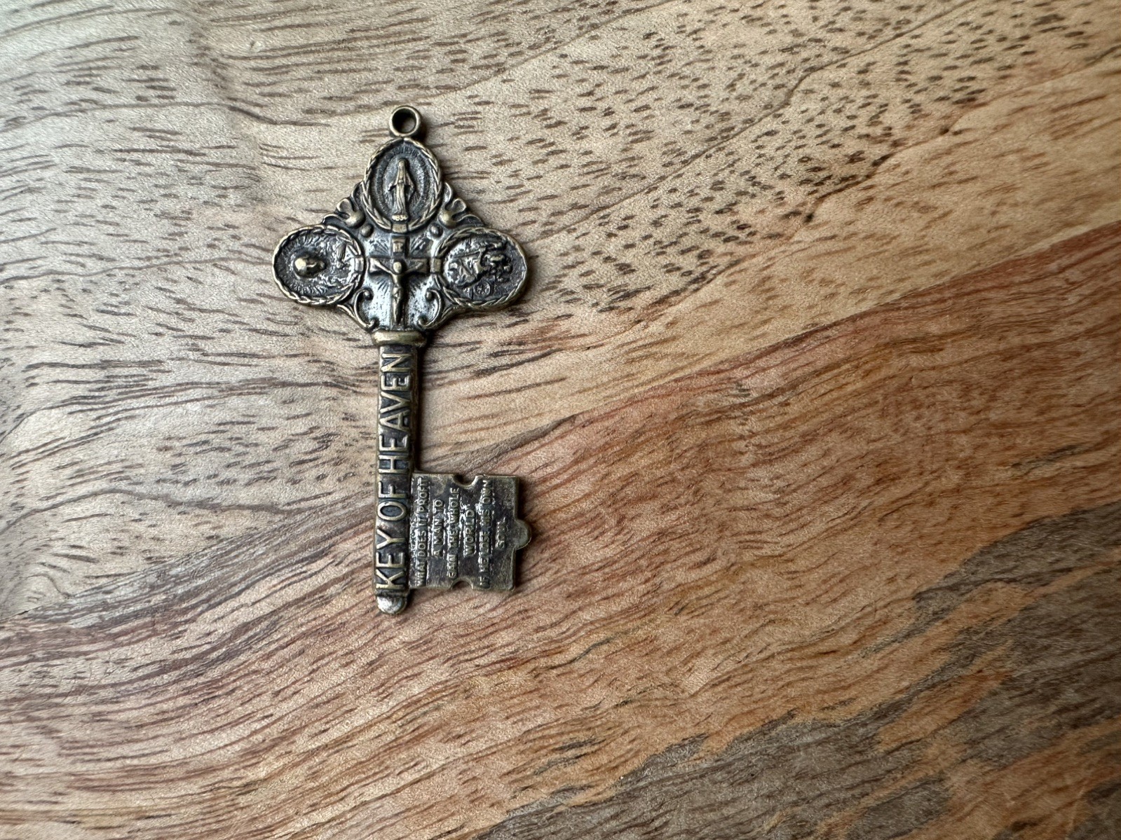 Vintage ST CHRISTOPHER & Catholic Notify Priest Key of Heaven Pendant