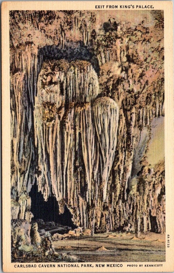 King\'s Palace Carlsbad Caverns New Mexico Vintage Linen Postcard B3