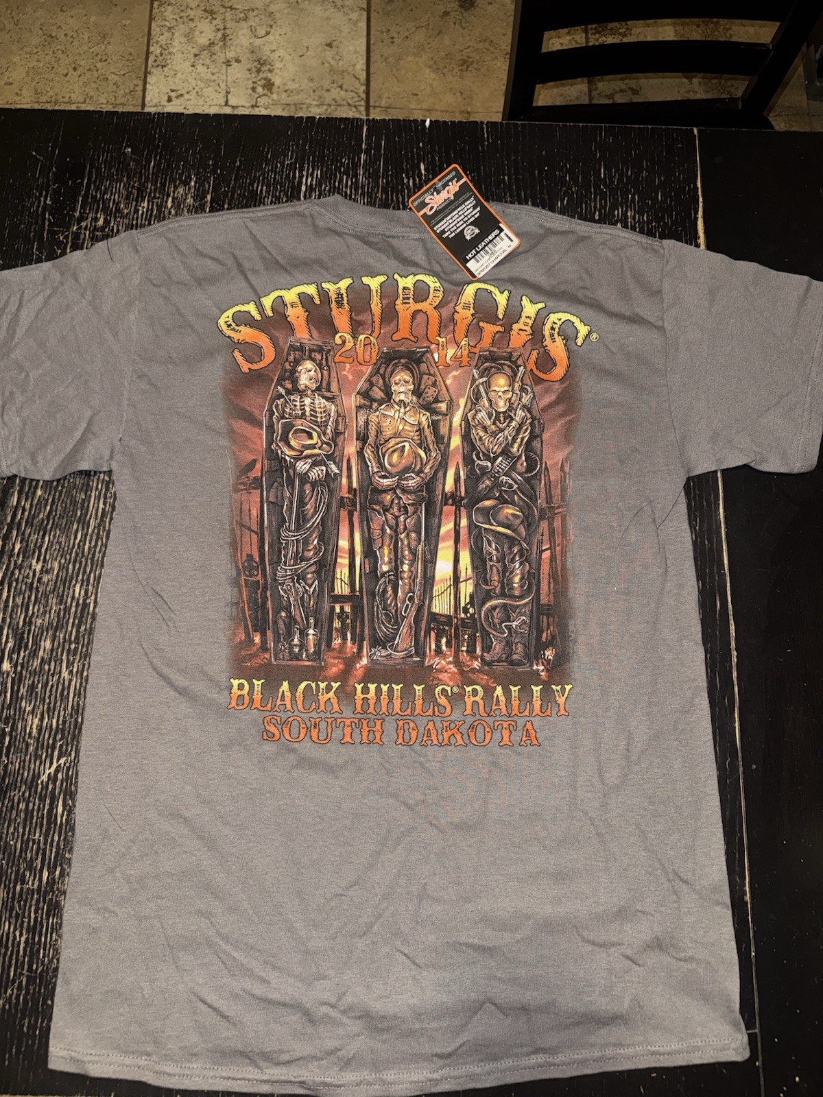 Official Sturgis Black Hills Rally 2014 74th Anniversary Charcoal T-Shirt M