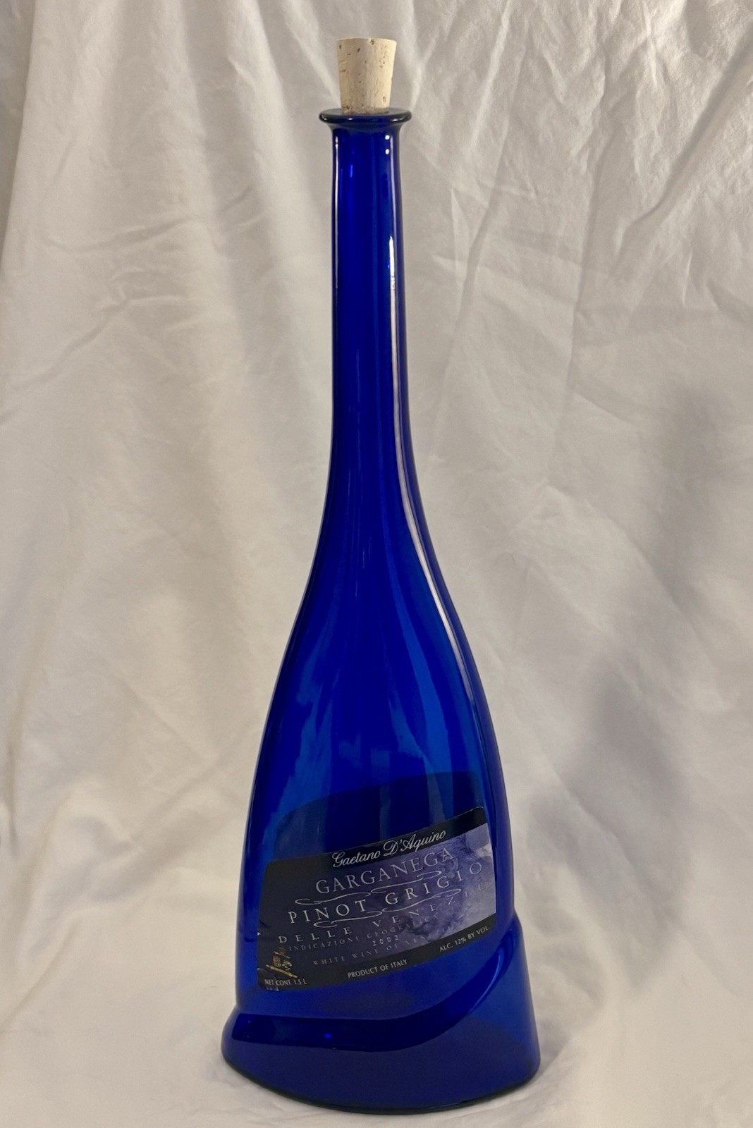 GIANT Italia Garganega Pinot Grigio 19” Cobalt Blue Wine Bottle Gaetano D’Aquino