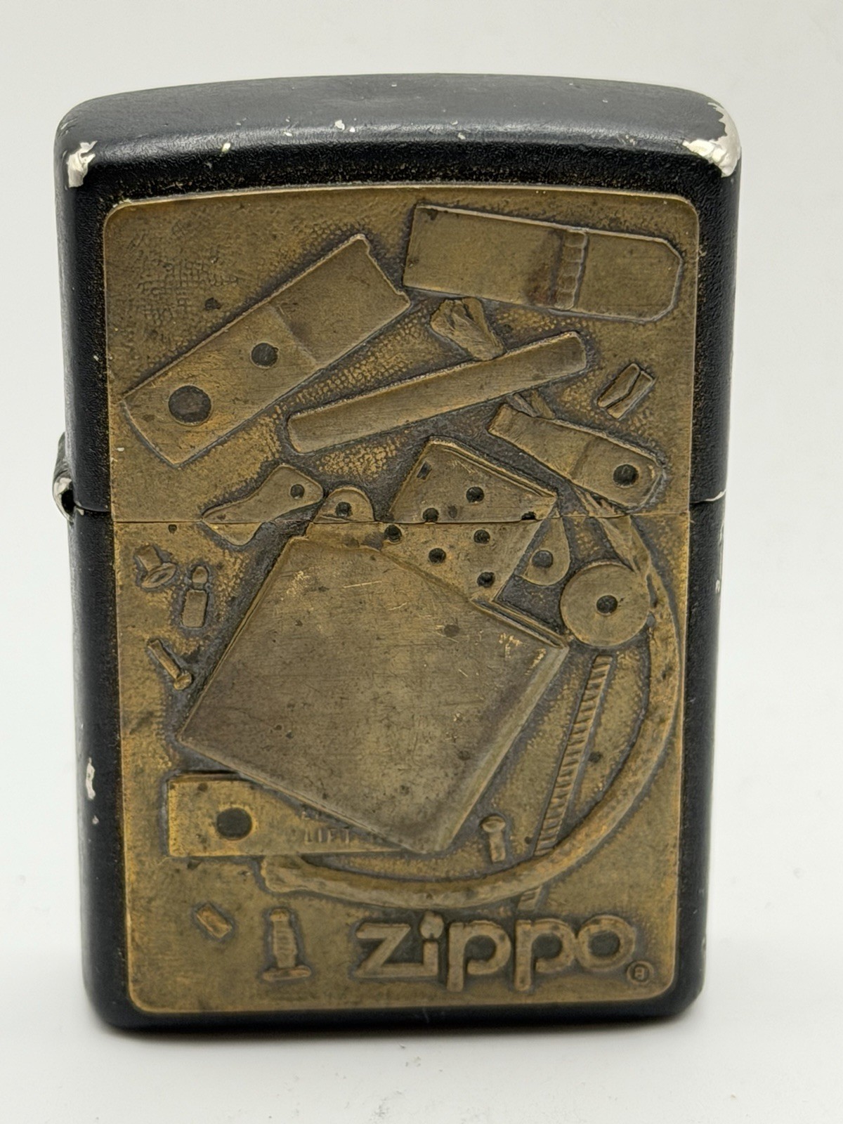 Vintage 1999 Zippo Guts Parts Emblem Black Matte Zippo Lighter Vintage 1999 Zippo Guts Parts Emblem Black Matte Zippo Lighter