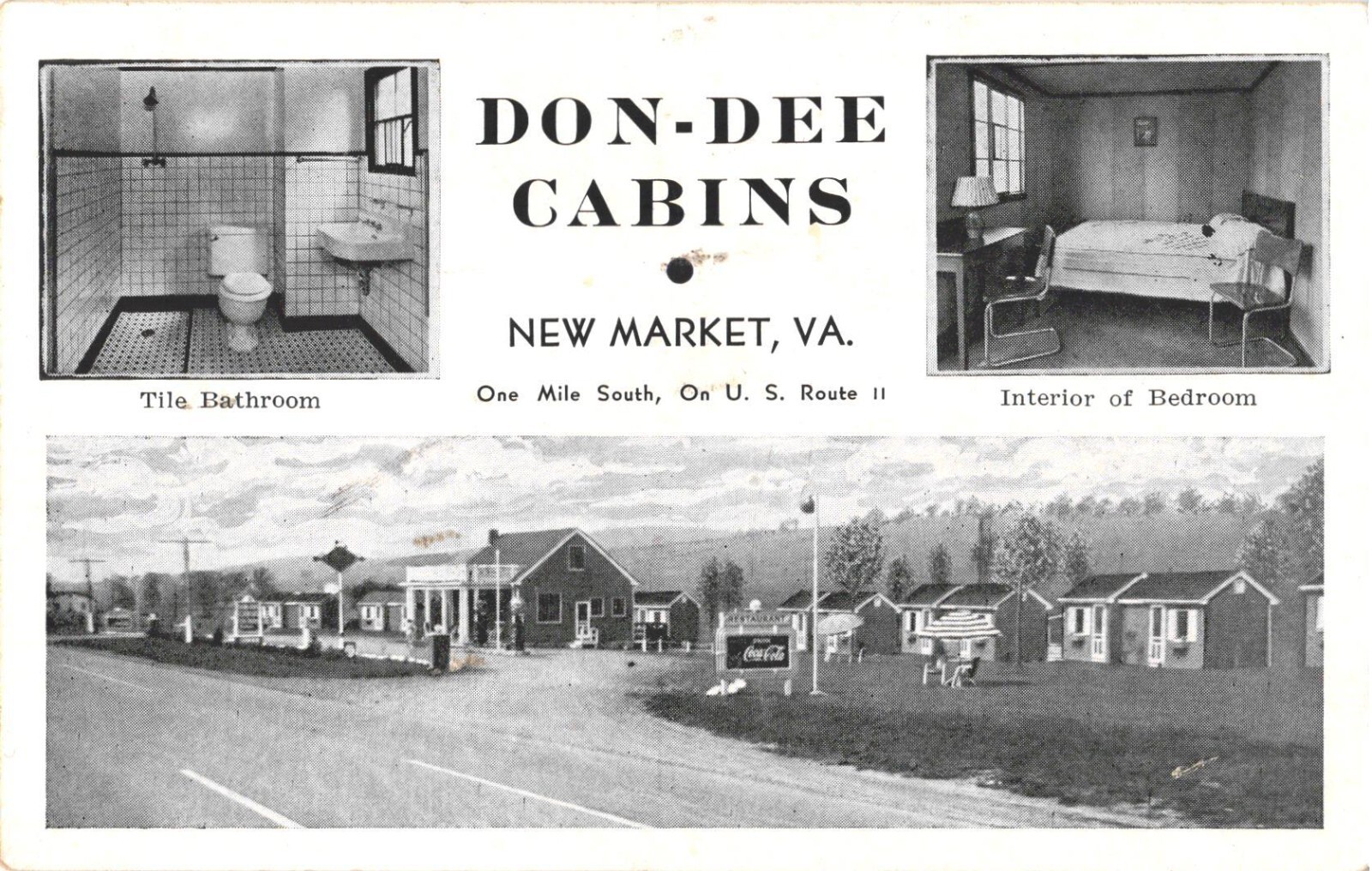 New Market VA Don-Dee Cabins US Route 11 Linen Postcard 1930s Unused