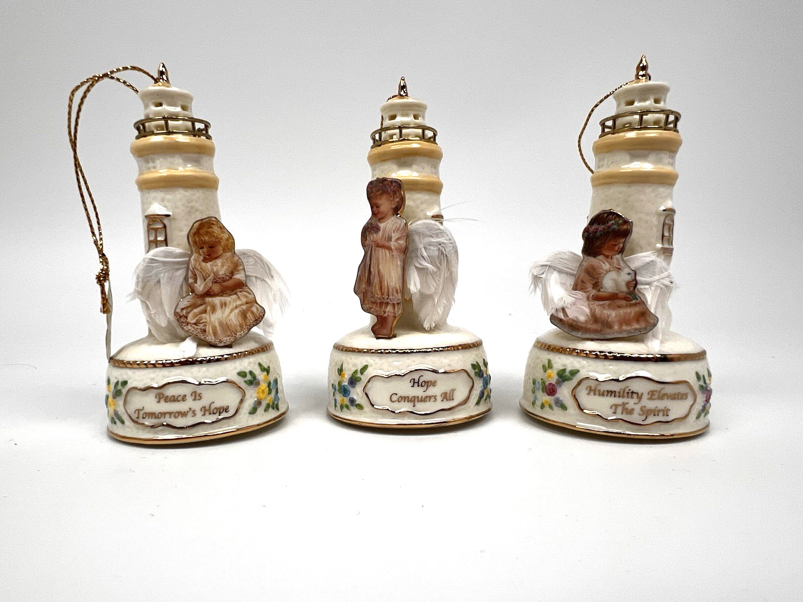 Bradford Editions Guiding Lights Lighthouse Angel Ornament Set of 9 2001