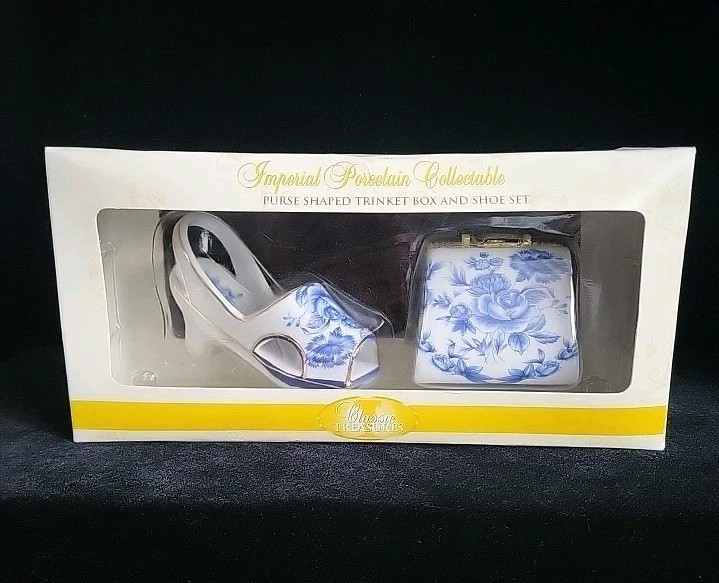Imperial Porcelain Collection Blue and white Trinket Box And Shoe Imperial Porcelain Collection Blue and white Trinket Box And Shoe
