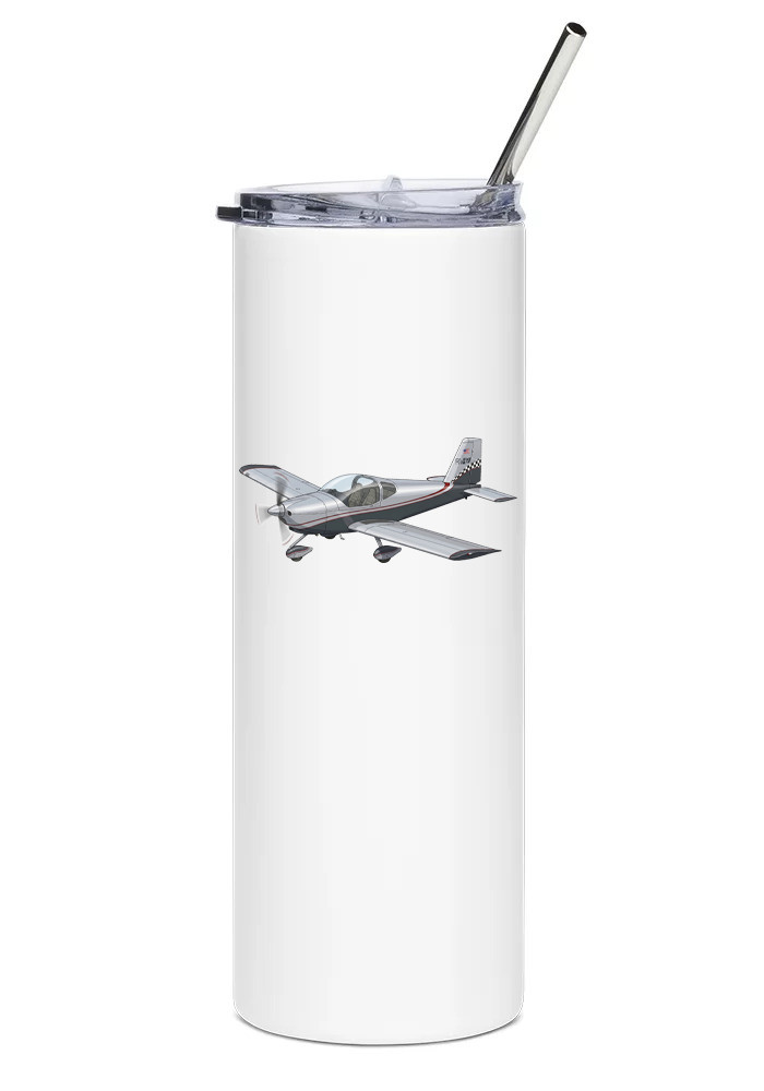 Van\'s Aircraft RV-12 Stainless Steel Water Tumbler with straw - 20oz.