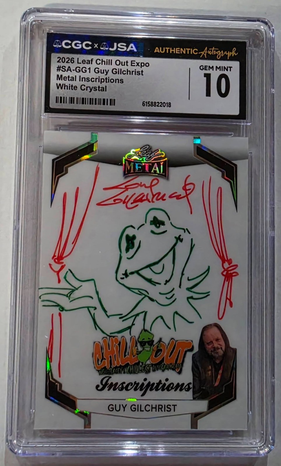 🌟 - 2026 Leaf Metal Inscriptions GUY GILCHRIST GREEN AUTO 8/9 - CGC Gem Mint 10