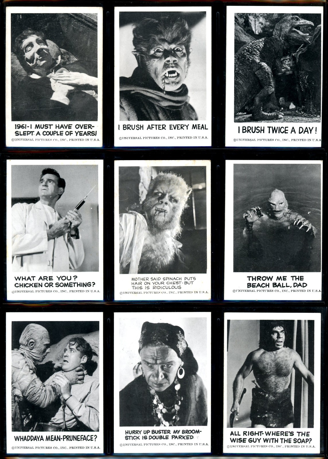 1961 LEAF SPOOK STORIES Horror 1ST SER FULL 72 CARD SET EX+ Universal Pictures 1961 LEAF SPOOK STORIES Horror 1ST SER FULL 72 CARD SET EX+ Universal Pictures