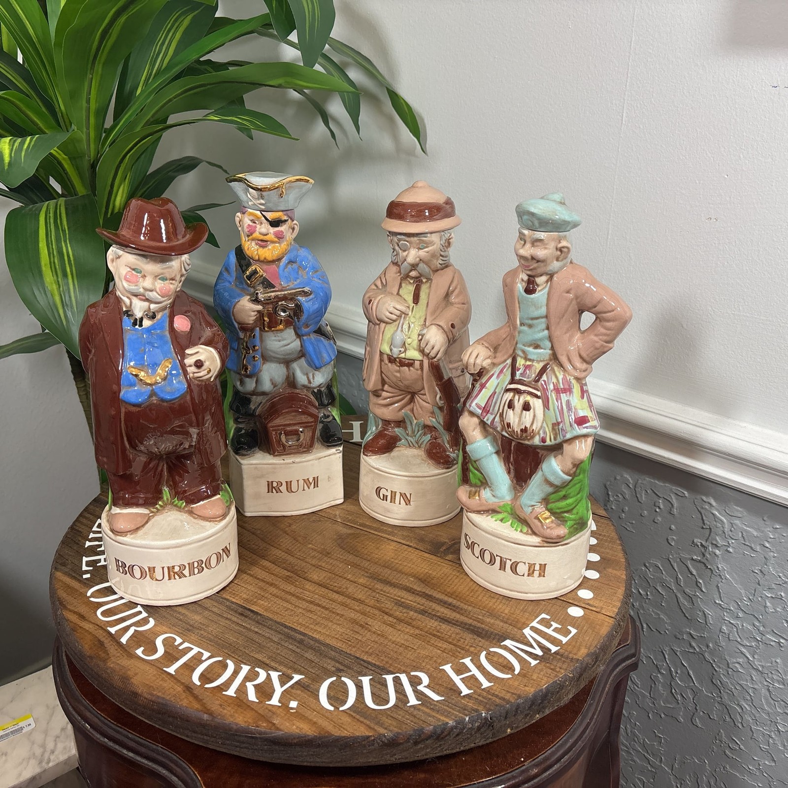 Full set - Alberta Vintage Scotsman Liquor Decanters - Gin,Rum,Bourbon,Scotch