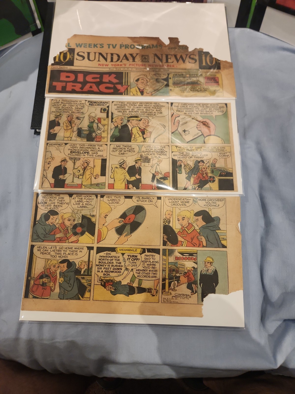 Vtg 1958 New York Sunday News Comic Section Dick Tracy Newspaper Original.