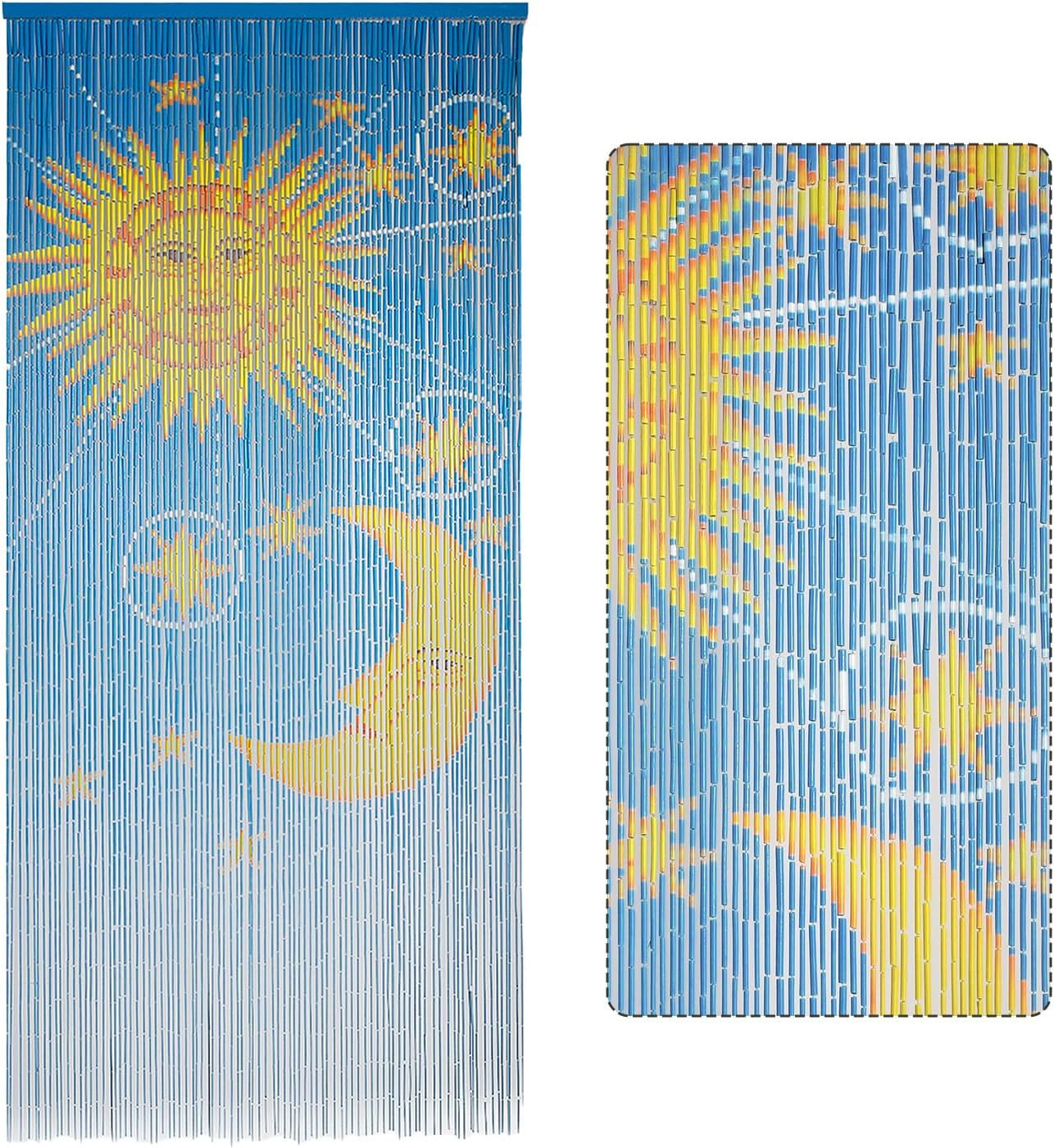 Moon & Sun Beaded Wooden Curtain - Durable Natural Wood Beads for Doorways Moon & Sun Beaded Wooden Curtain - Durable Natural Wood Beads for Doorways