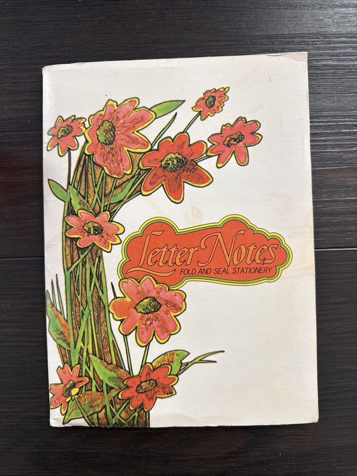 Vintage Floral Letter Notes Fold and Seal Stationery 14 ct Orange Floral No seal