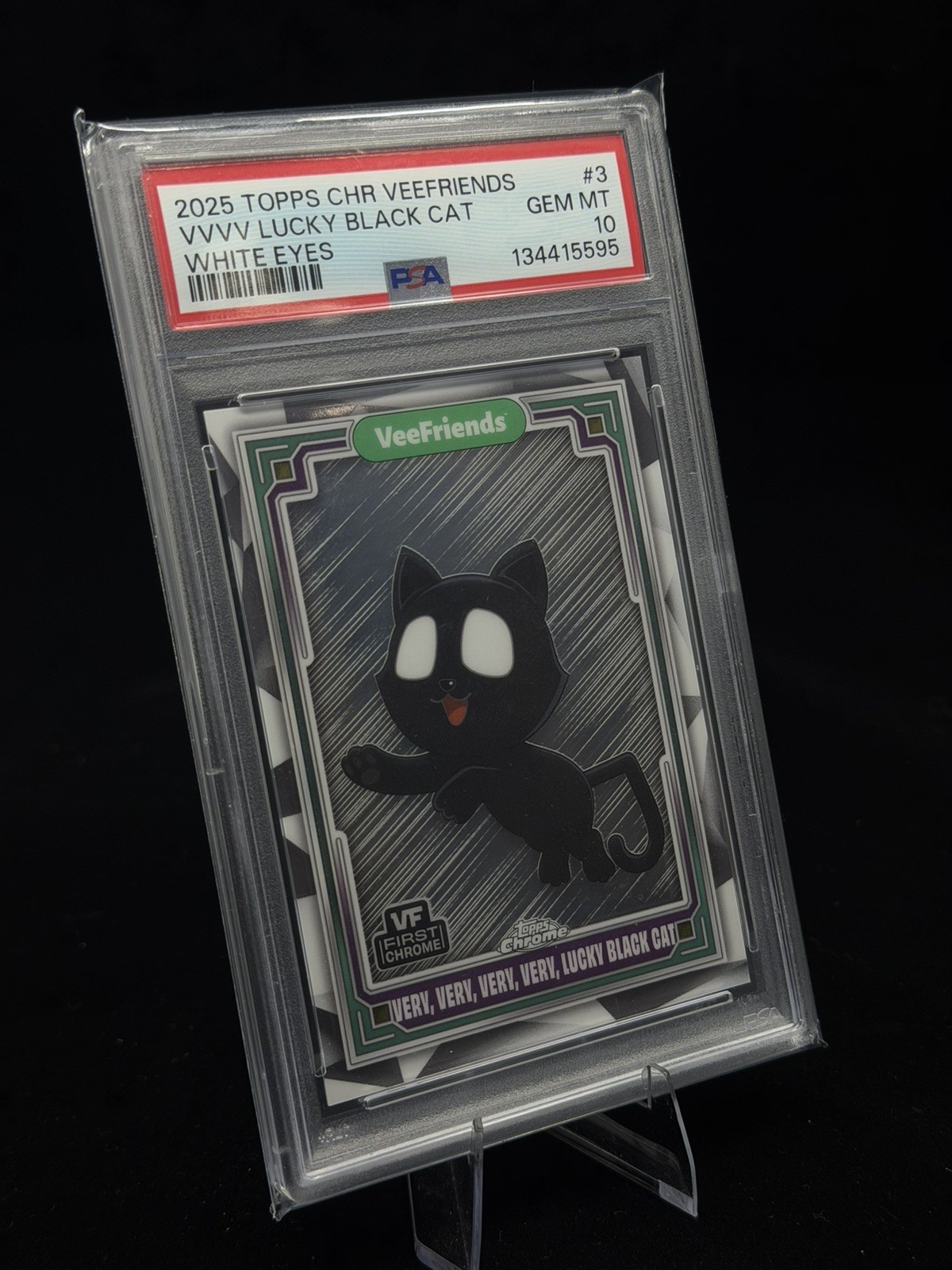 2025 Topps Chrome VeeFriends White Eyes Very Lucky Black Cat #3 SSP PSA 10