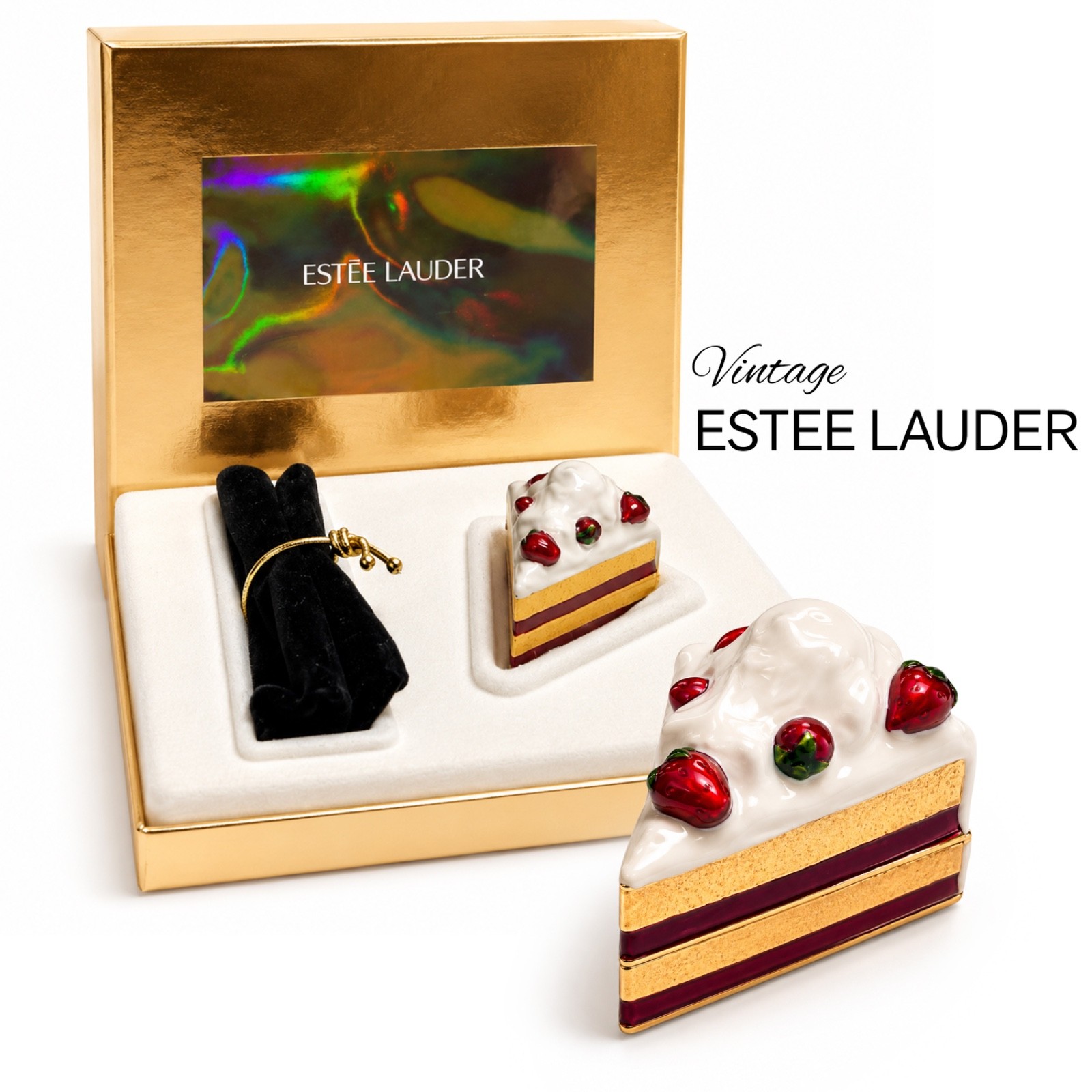Estee Lauder 2000 Dreamy Dessert Cake Slice Solid Perfume Compact Strawberry