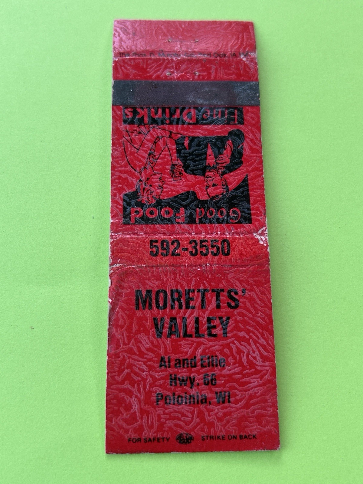 MORETS’ Valley Polonia Wisconsin Vintage Matchbook Cover MB247