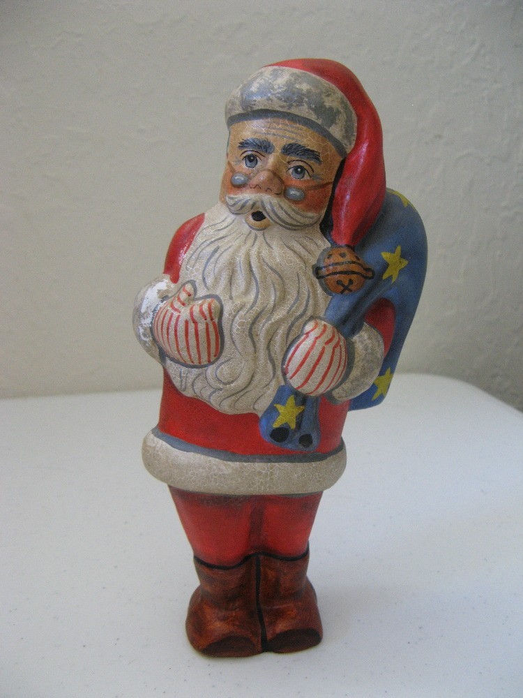 Vintage Vaillancourt Folk Art Starlight Santa Figurine # 11 Signed 7-1/2\