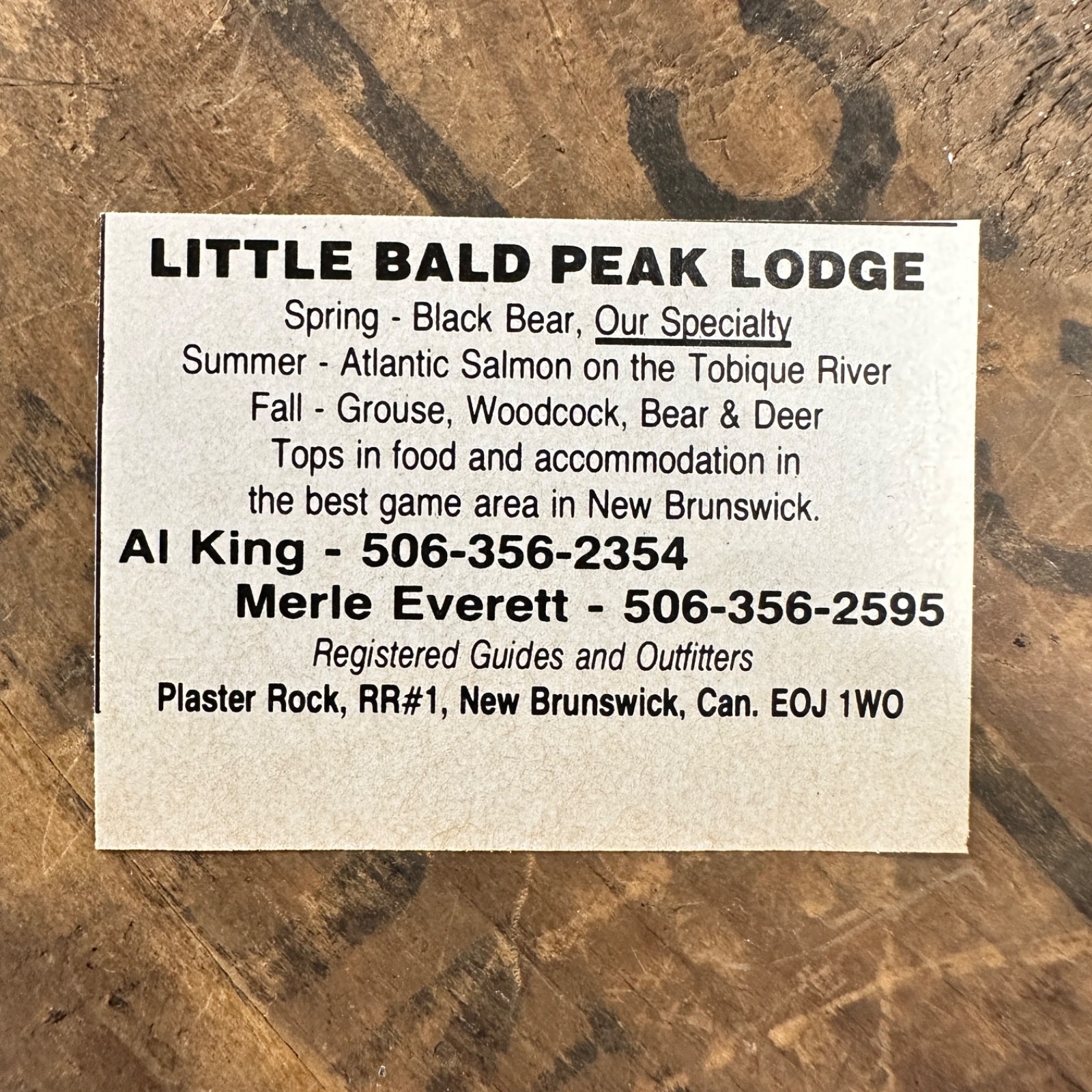 1982 Little Bald Peak Lodge Tobique River Hunt Fish Guide Vintage Print Ad NB CA