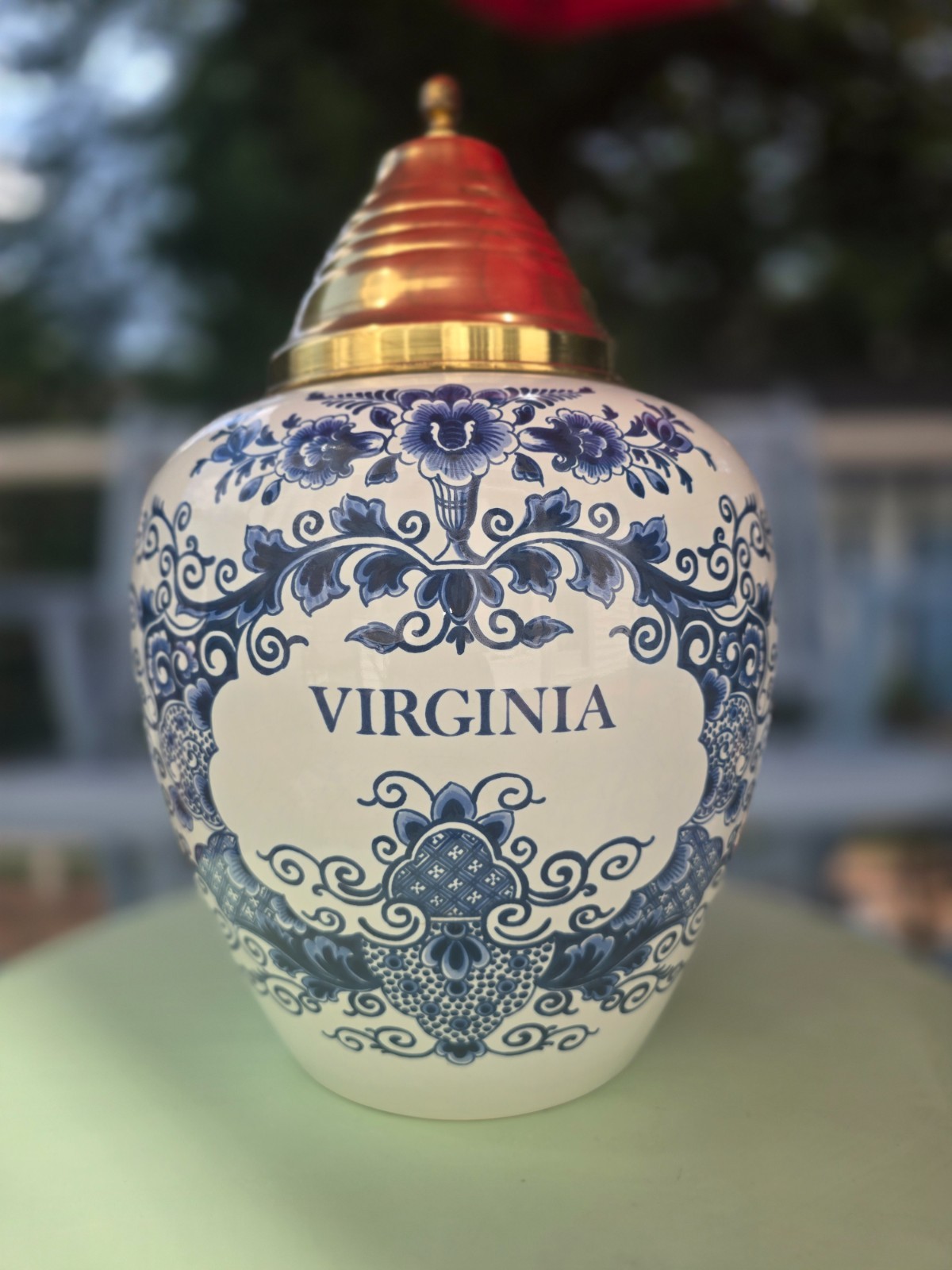 Vintage Oud Delft Virginia Tobacco Jar Brass Lid 1987 Provenance Paperwork 200