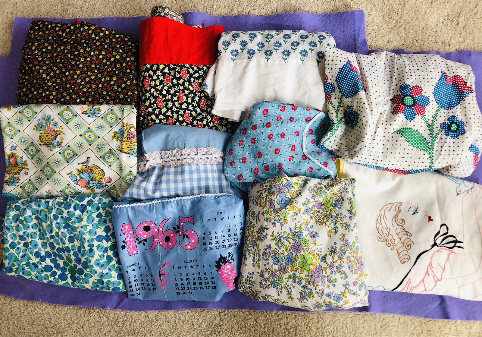 11 Vintage Apron Lot 40’s 50’s 1965 Calendar Feed Sack Full Half 11 Vintage Apron Lot 40’s 50’s 1965 Calendar Feed Sack Full Half