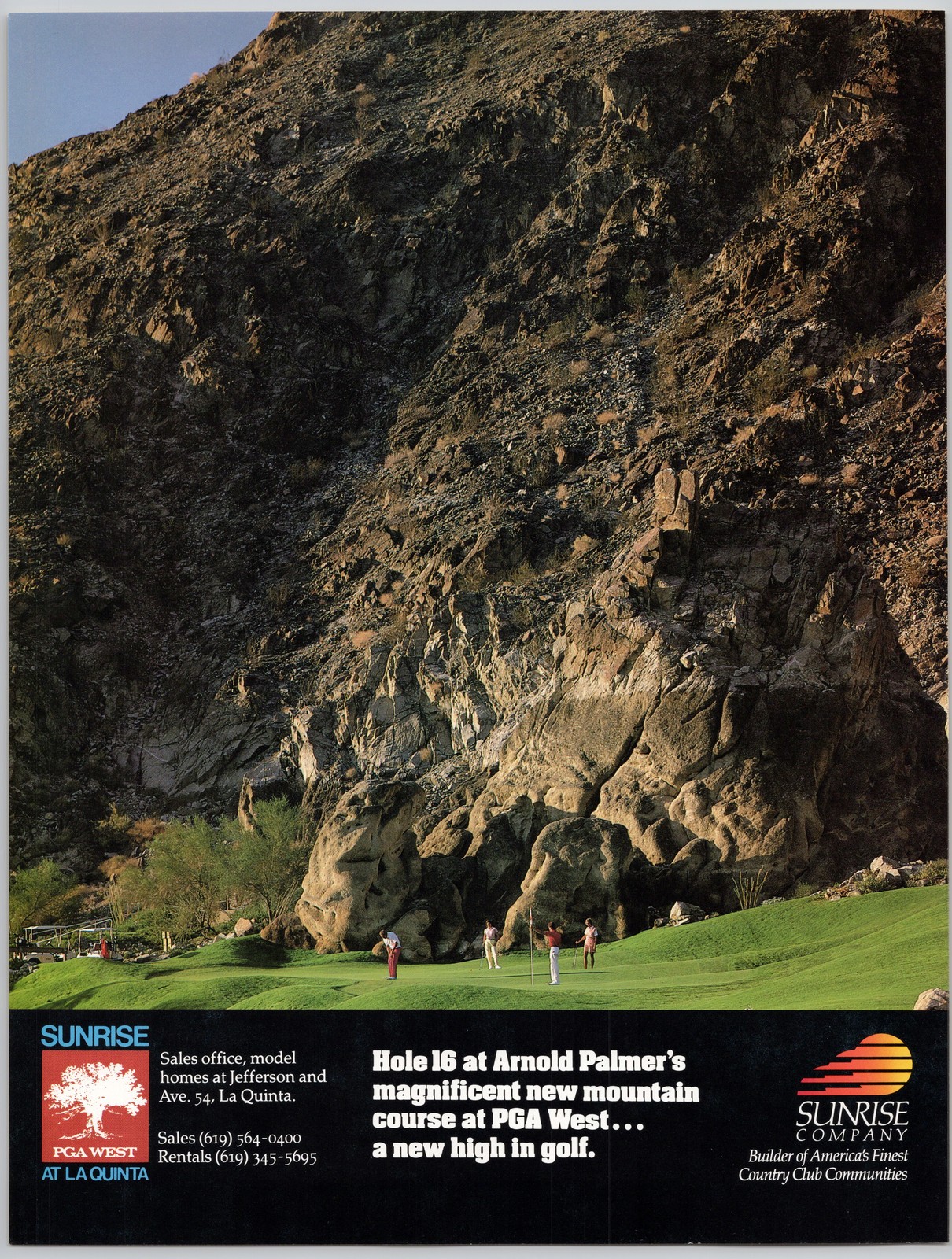 PGA West Golf Arnold Palmer Course La Quinta Sunrise Company 1988 Print Ad