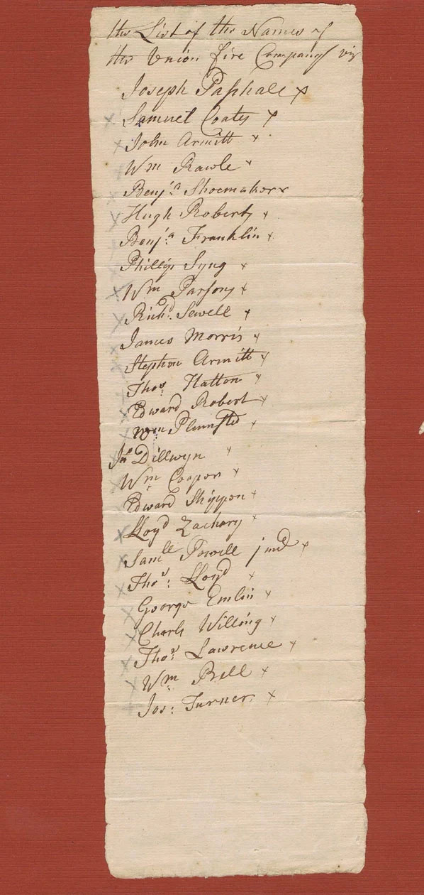 Benjamin Franklin’s Union Fire Company — Early Philadelphia Manuscript
