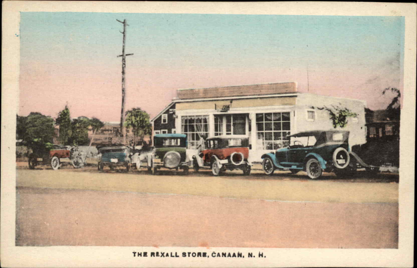 Canaan NH Rexall Drug Drugstore Store Cars c1920s Postcard Canaan NH Rexall Drug Drugstore Store Cars c1920s Postcard
