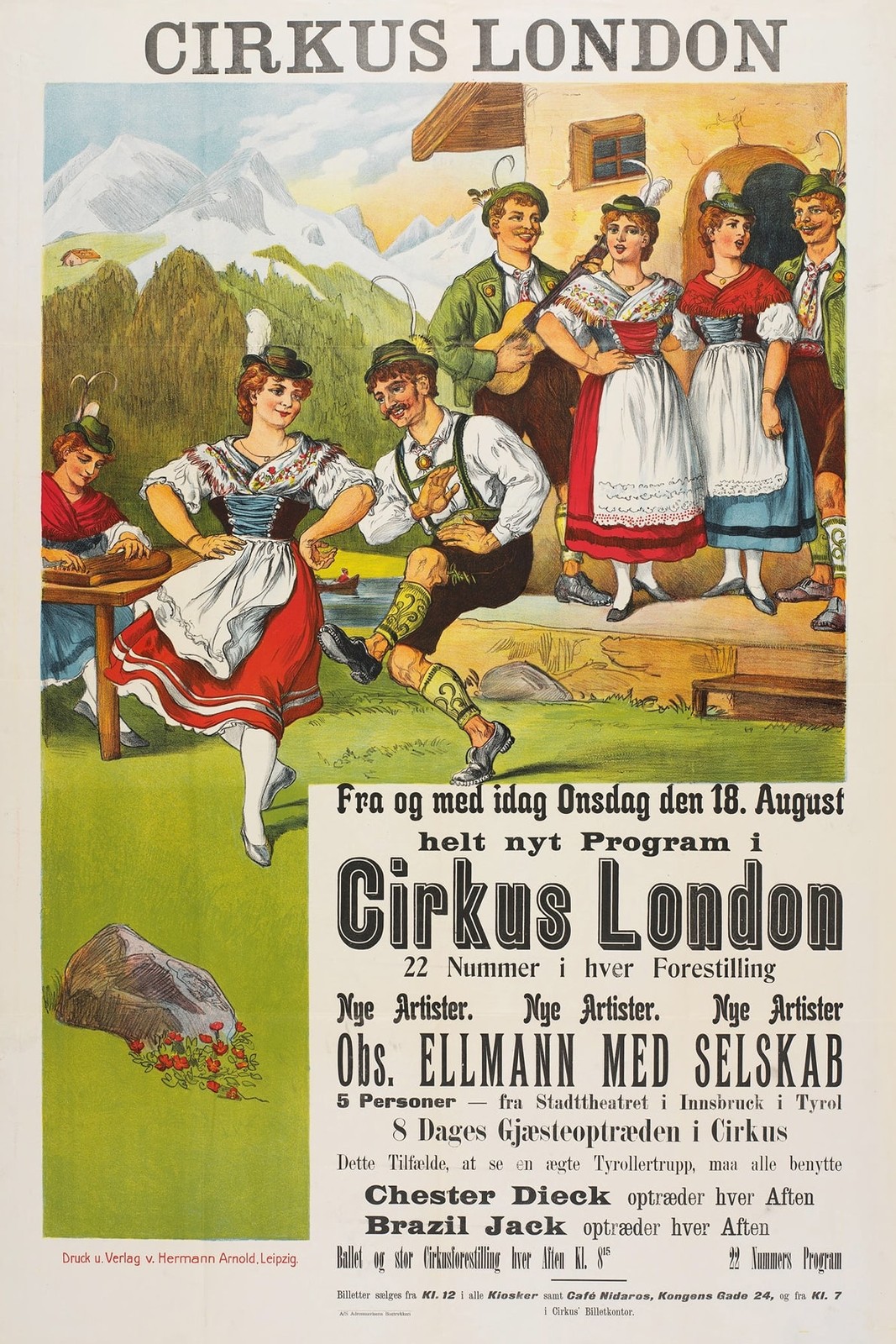 Vintage 🎪 Cirkus London Poster - Retro Danish Circus Art Print - 24x36” -