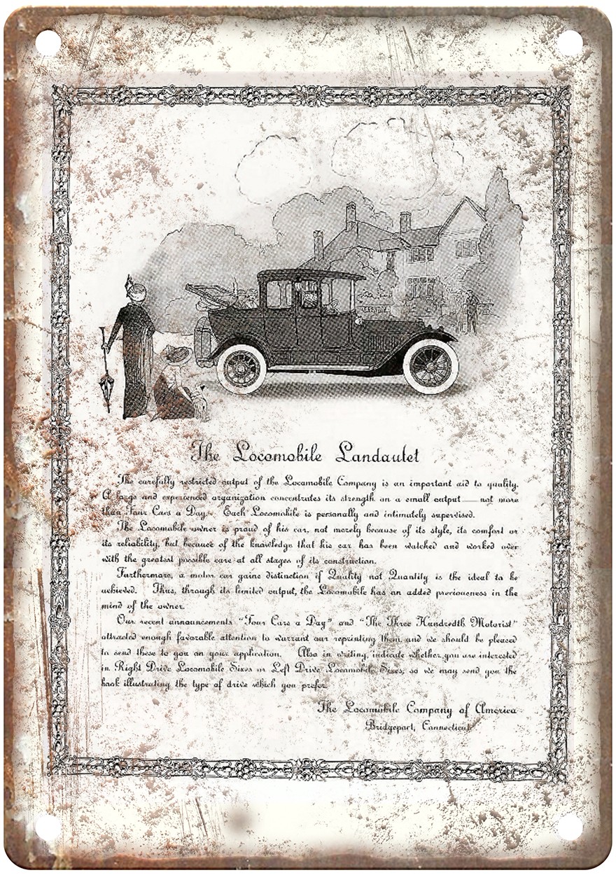 1914 Locomobile Vintage Automobile Ad Retro Look Metal Sign AM8588