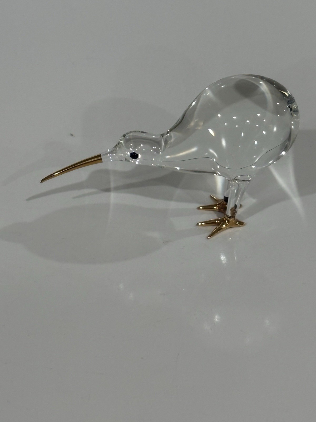 Vtg Barresque New Zealand KIWI Bird Figurine, W.B. Taylor In Crystal & 24k Gold
