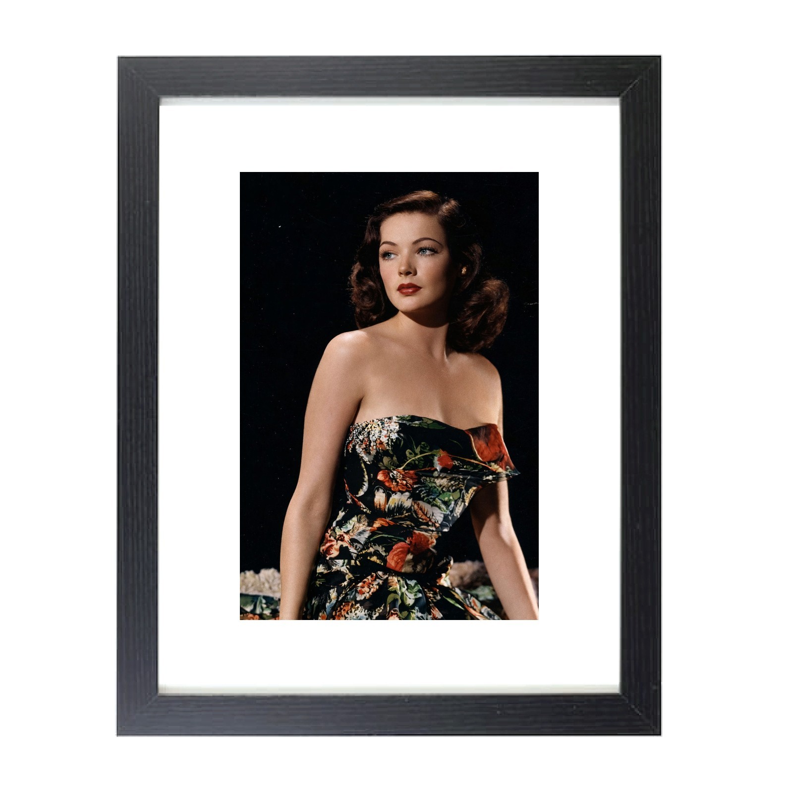 Hollywood Golden Era Actress Gene Tierney Portrait Matted & Framed Picture Photo