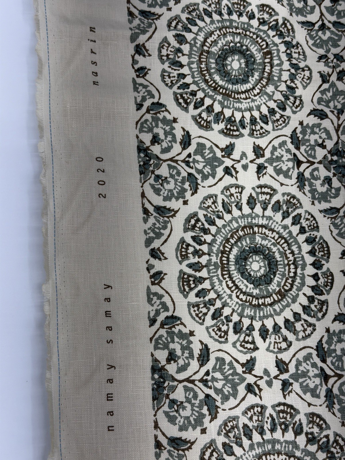 Namay Samay Nasrin Eucalyptus Fabric 71”x58” Designer Floral Print 2020 Namay Samay Nasrin Eucalyptus Fabric 71”x58” Designer Floral Print 2020