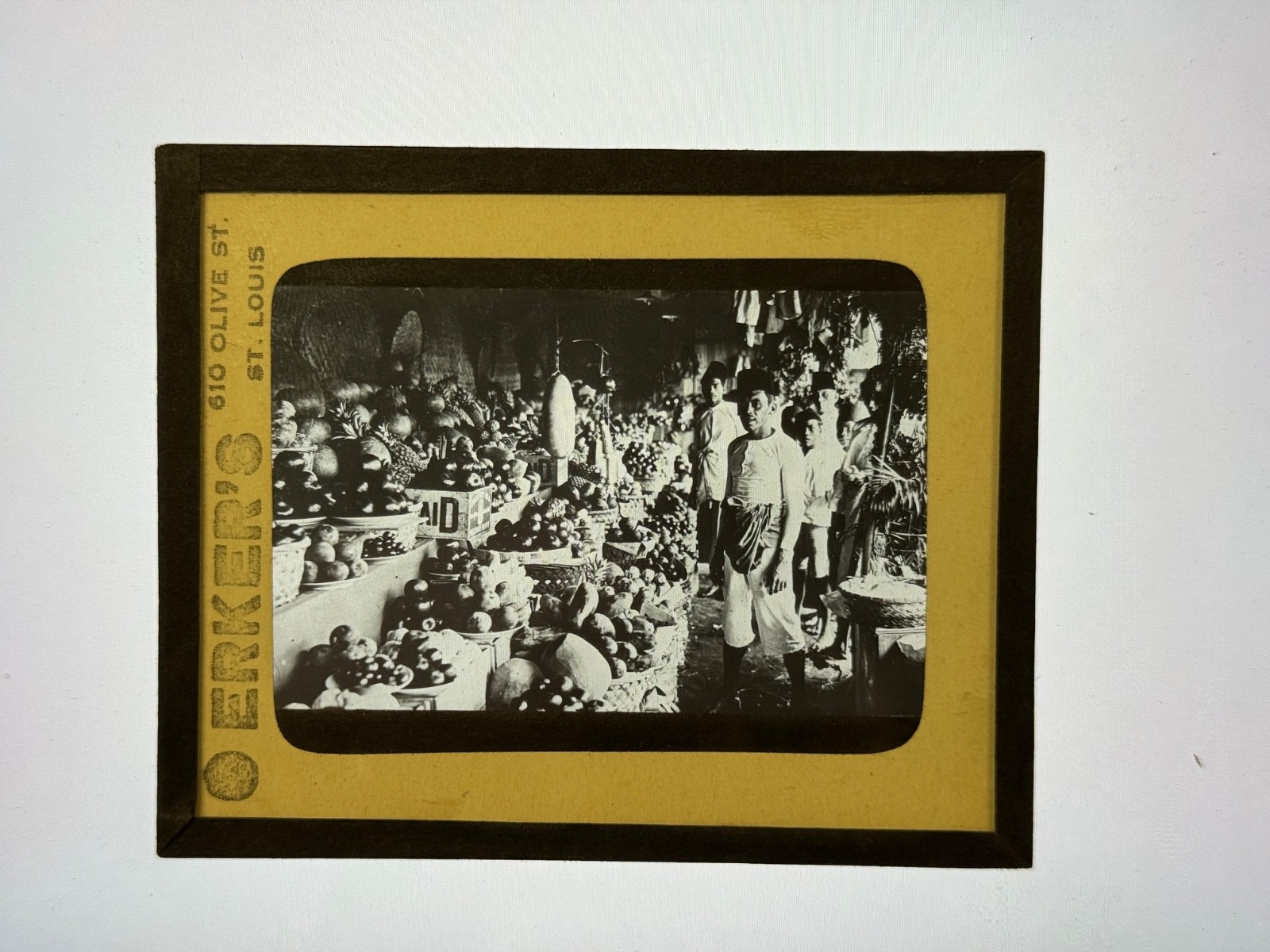 Antique Magic Lantern Slide Inside a Market in Manila Philippines