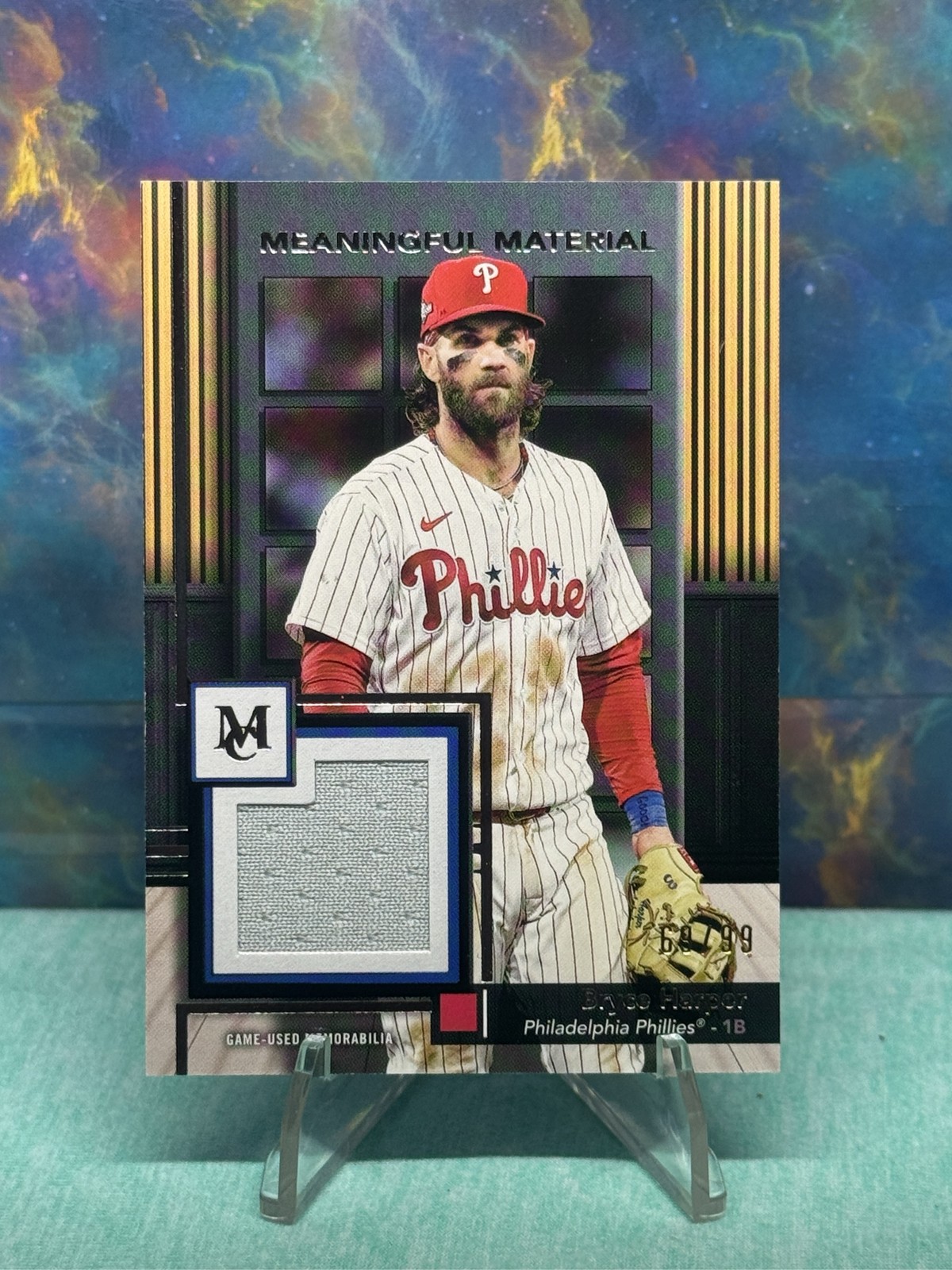 2024 Topps Museum Bryce Harper Meaningful Material Game Used Relic 69/99 MMR-BH 2024 Topps Museum Bryce Harper Meaningful Material Game Used Relic 69/99 MMR-BH
