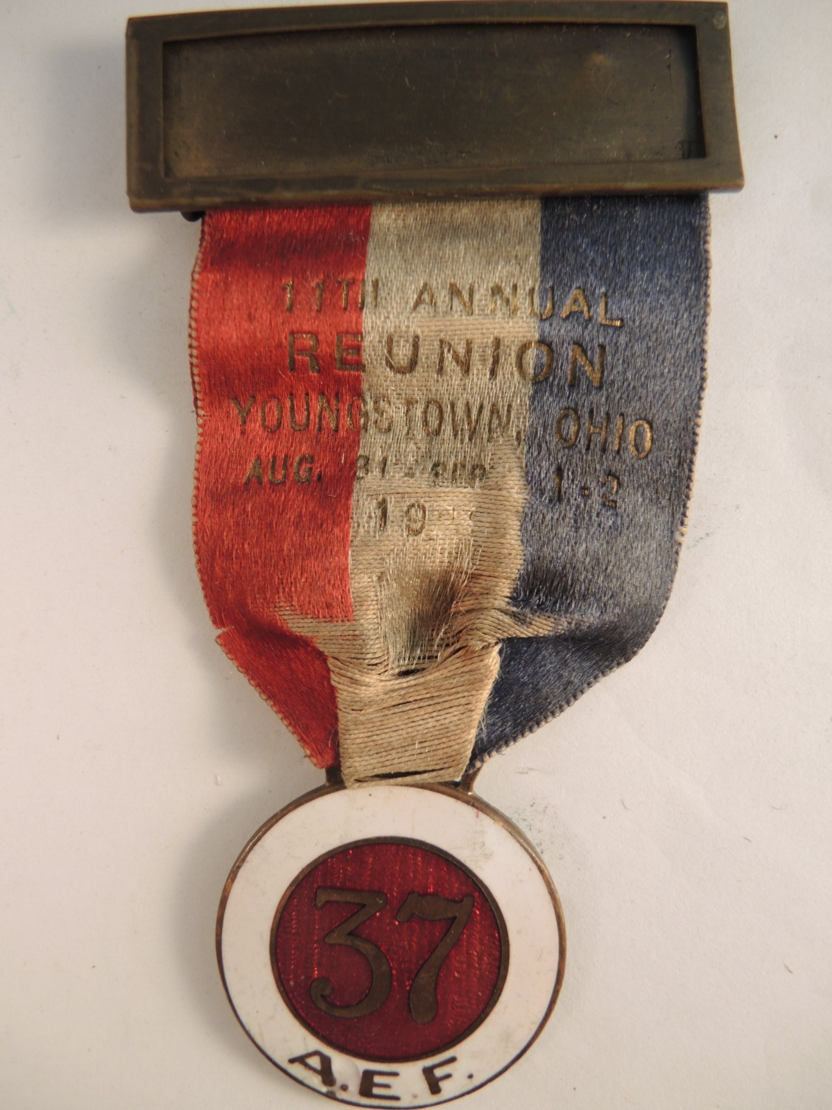 WW I 11th annual reunion Youngstown, Ohio 37th A.E.F. medal