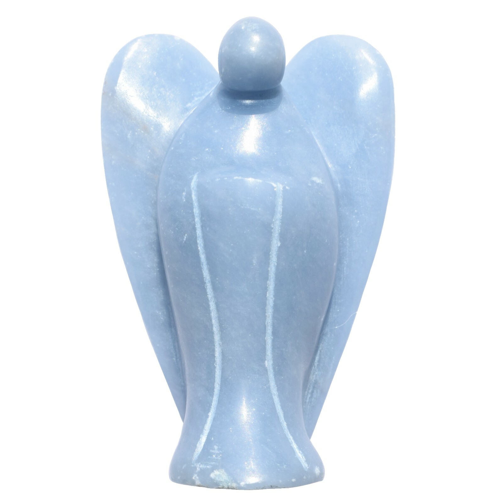 CHARGED Angelite Crystal Hand-Carved Angel Peaceful Energy + Selenite Charger