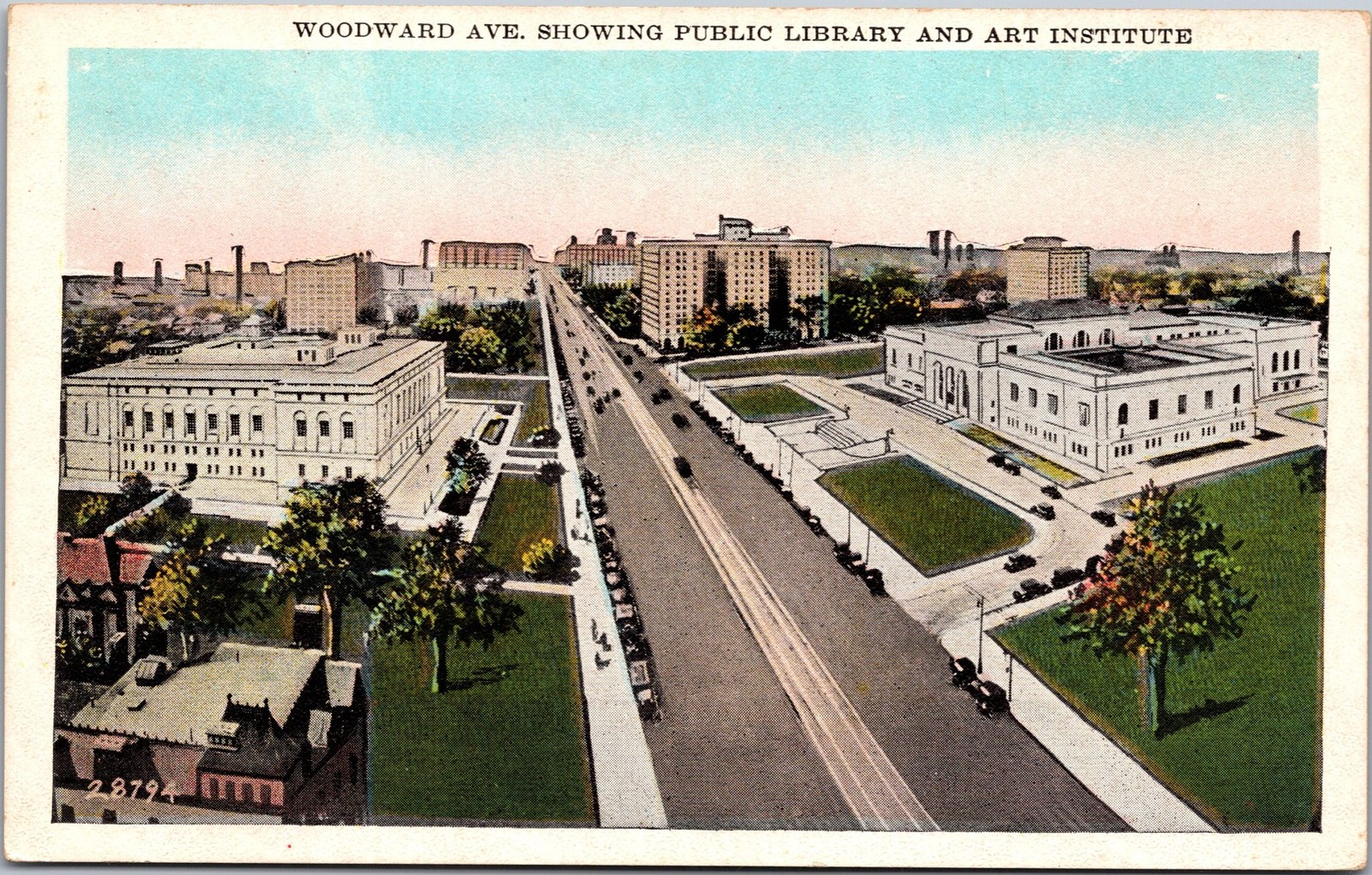 Detroit Woodward Ave Postcard Showing Public Library & Art Institute C45 Detroit Woodward Ave Postcard Showing Public Library & Art Institute C45
