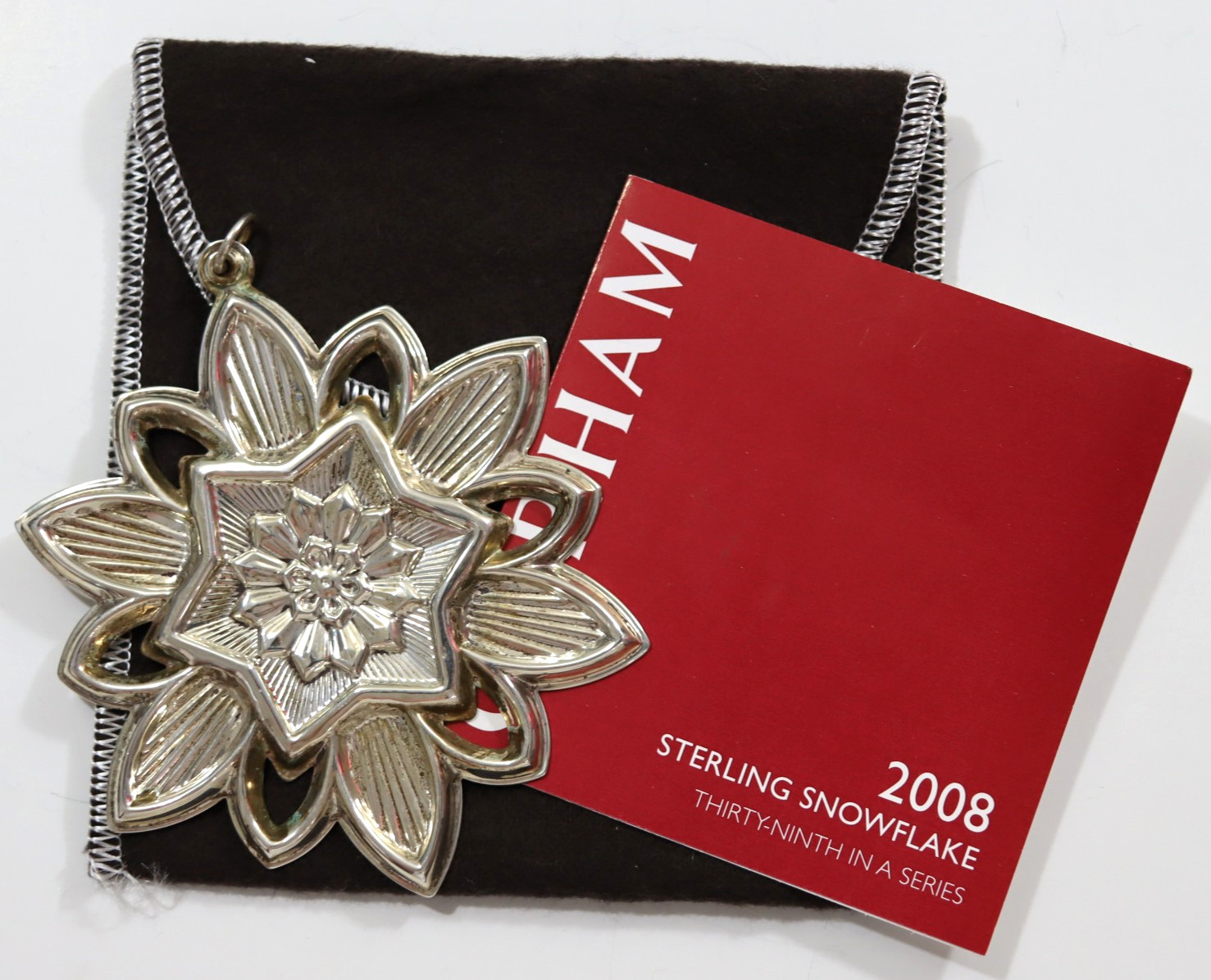 Gorham Sterling Annual Snowflake Ornament 2008, 39th Edition USED Gorham Sterling Annual Snowflake Ornament 2008, 39th Edition USED