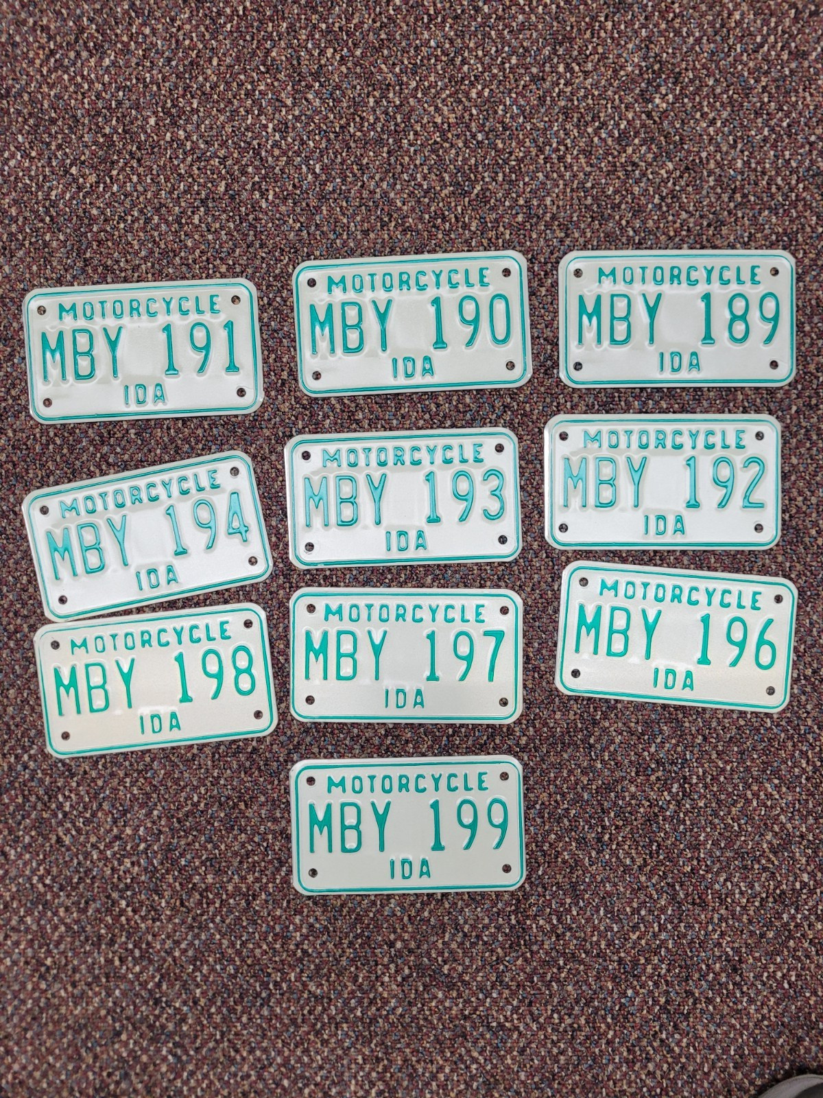 1960s 1970s Idaho MOTORCYCLE License Plate Tag GROUP of 10 NOS