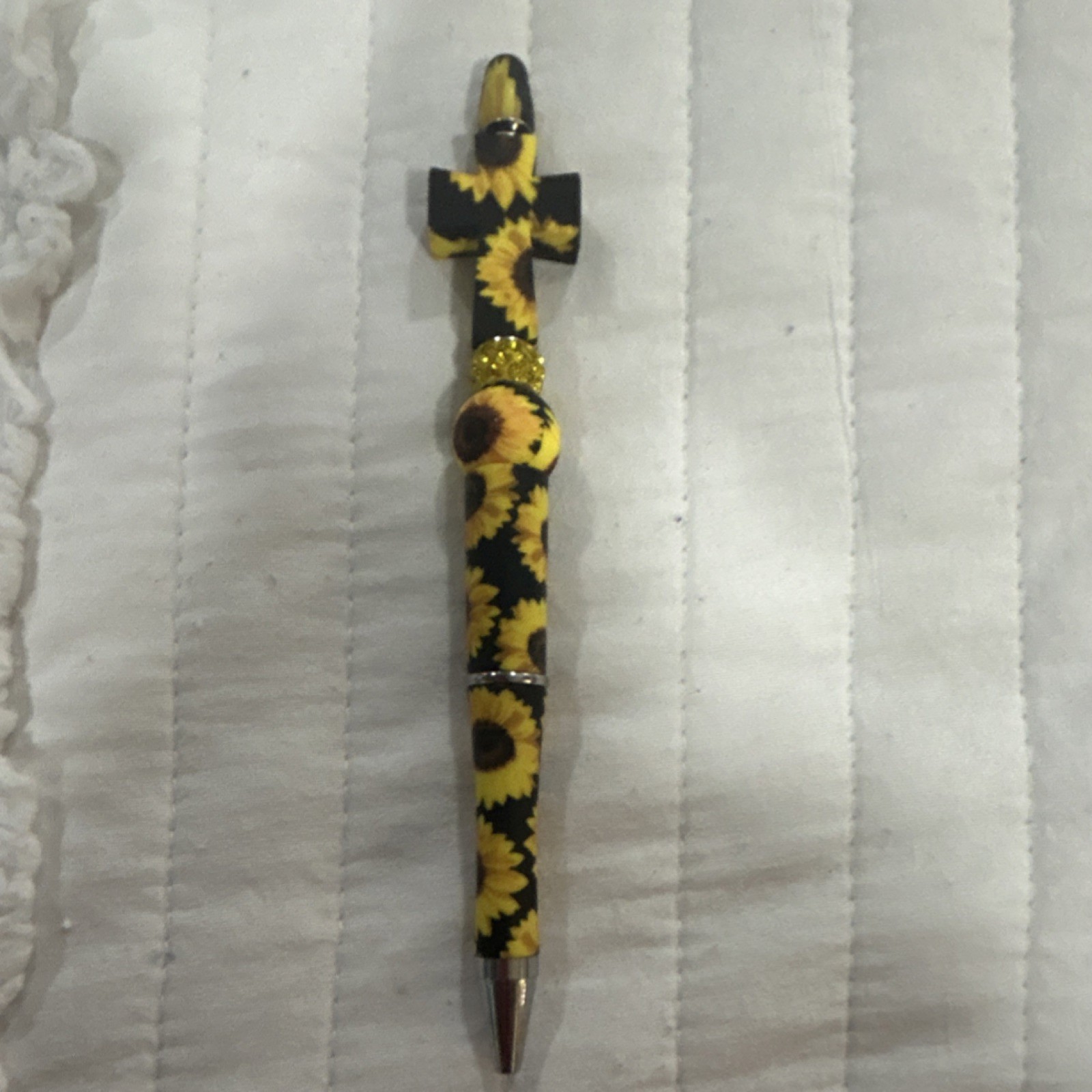 Handmade Sunflower Design Ballpoint Pen Black Ink Plastic
