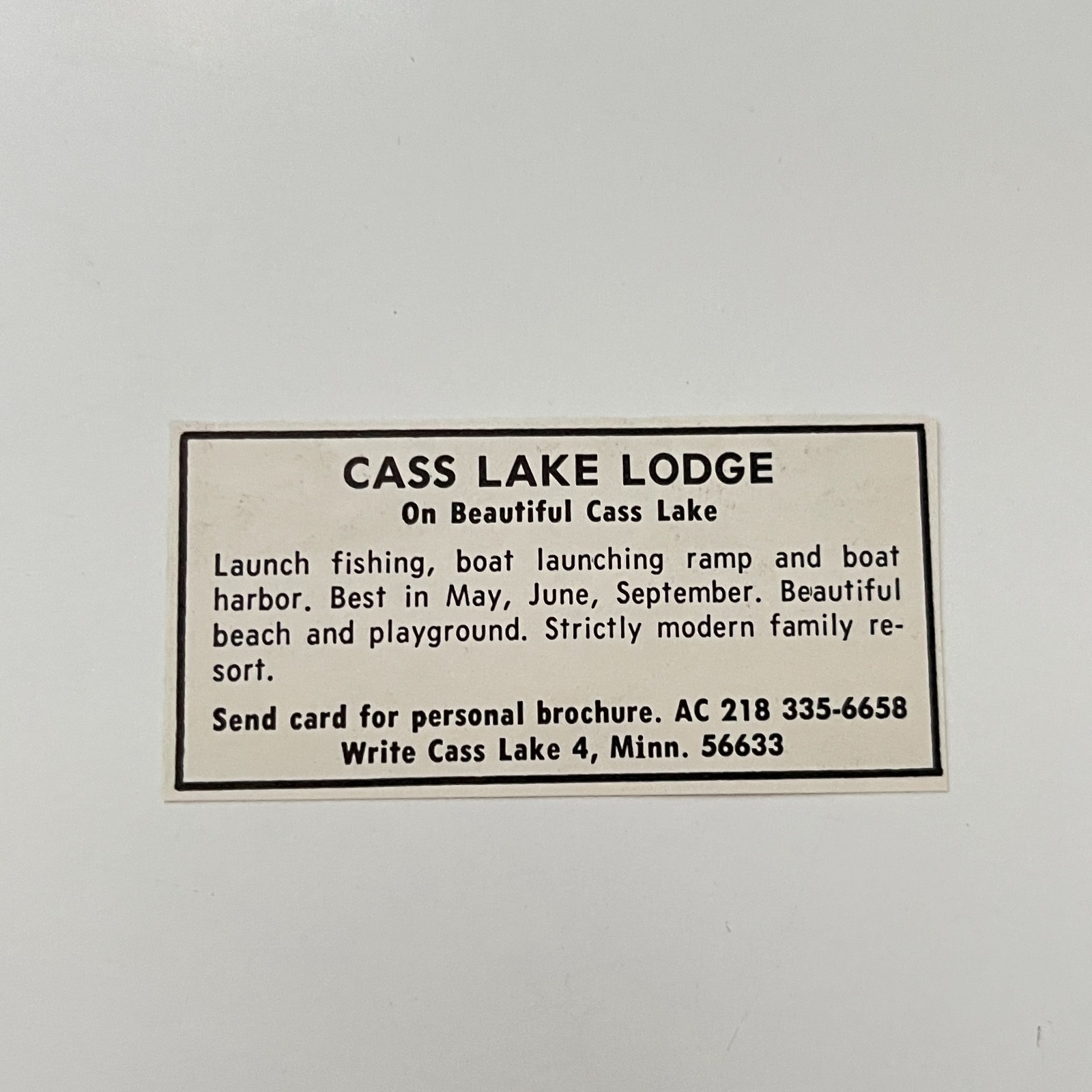 Cass Lake Lodge on Beautiful Cass Lake 1950s MN Ad TAK2-S54