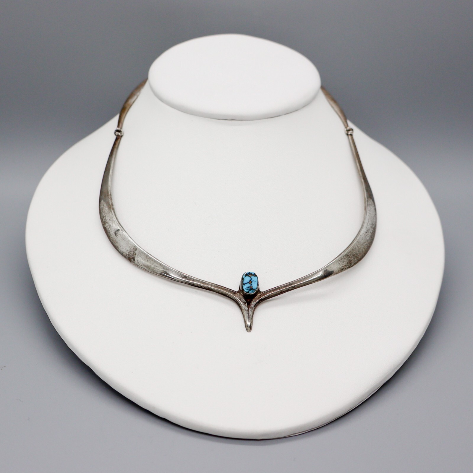 VINTAGE COCHITI-STERLING SILVER & TURQUOISE NECKLACE by JOE H. QUINTANA