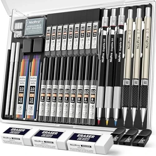 35PCS Art Mechanical Pencils Set, 3 PCS Metal Drafting Pencil 0.5 mm & 0.7 mm & 35PCS Art Mechanical Pencils Set, 3 PCS Metal Drafting Pencil 0.5 mm & 0.7 mm &