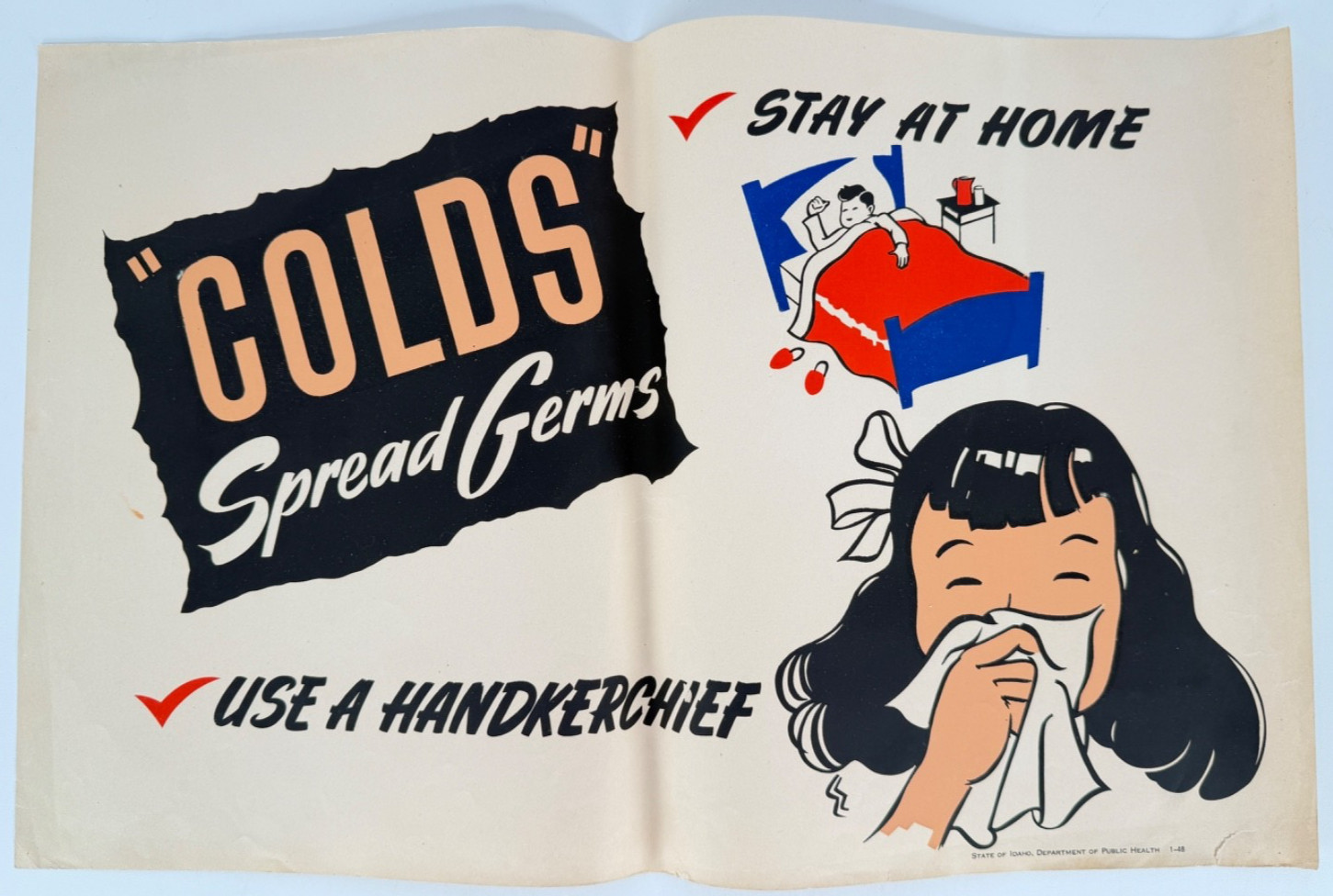 1948 Idaho Public Health Poster - \'Colds  Spreads Germs\' - 14\