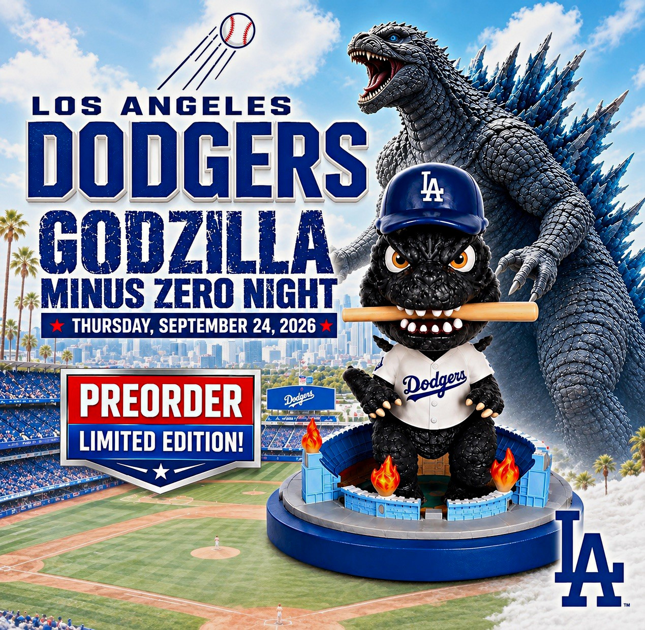 Los Angeles Dodgers Godzilla Minus  Limited Edition Bobblehead 2026 9/24/26