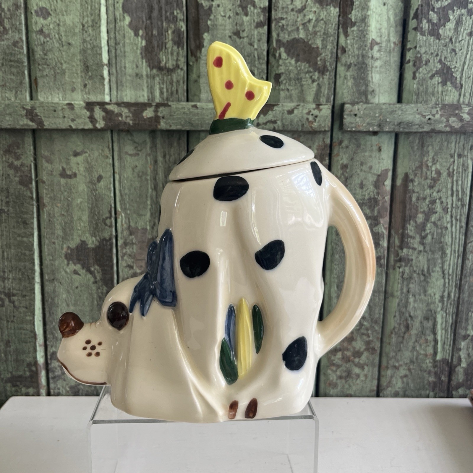 McCoy Limit Ed Small Dog Cookie Jar Mint Condition 1999 Signed Nelson Polka Dots