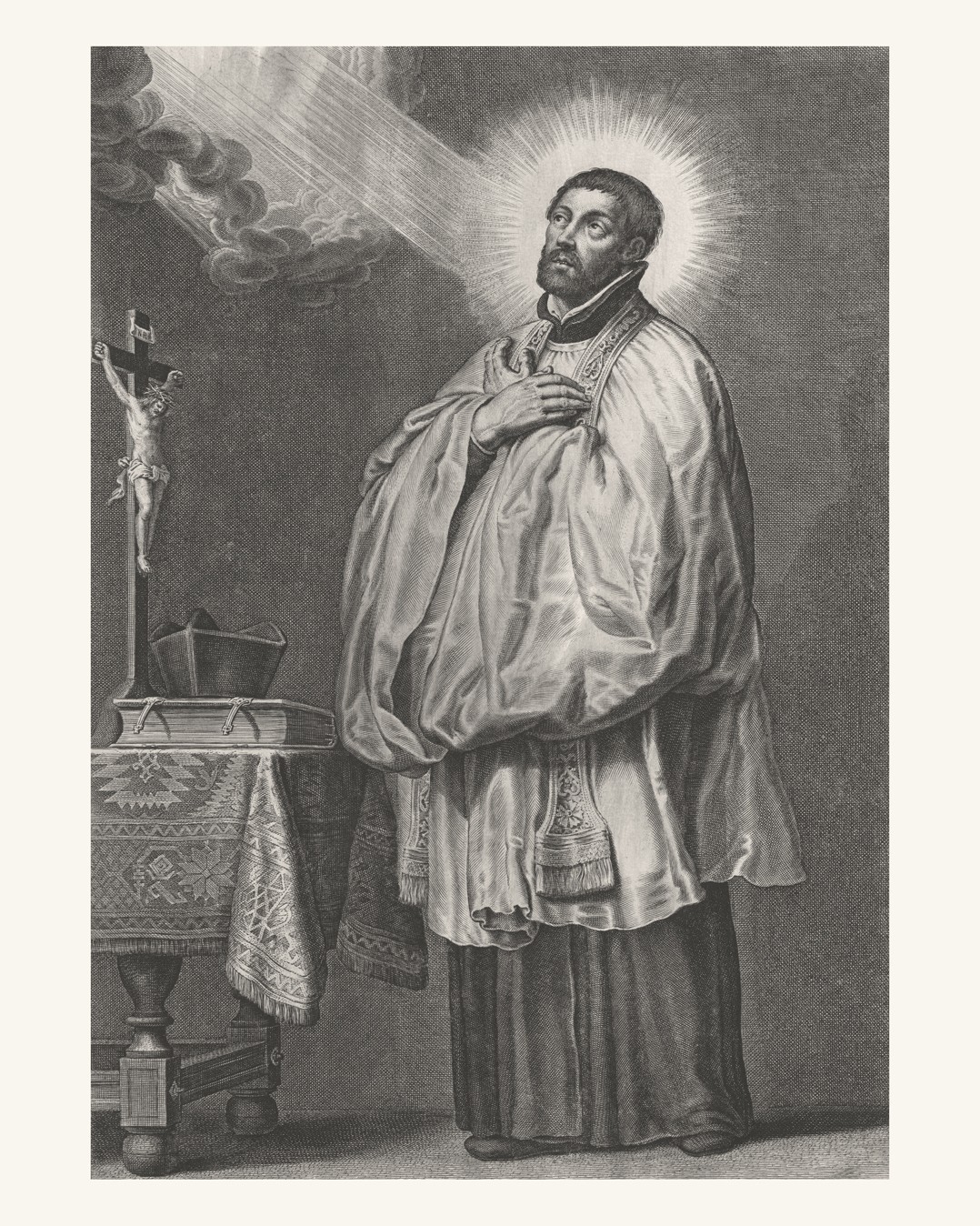 Saint Francis Xavier, 8x10 Catholic fine art engraving print Jesuit