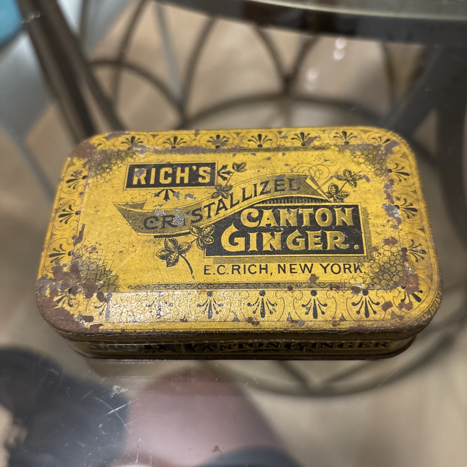 Old Vintage Rich\'s Crystallized Canton Ginger Metal Tin 3 oz 