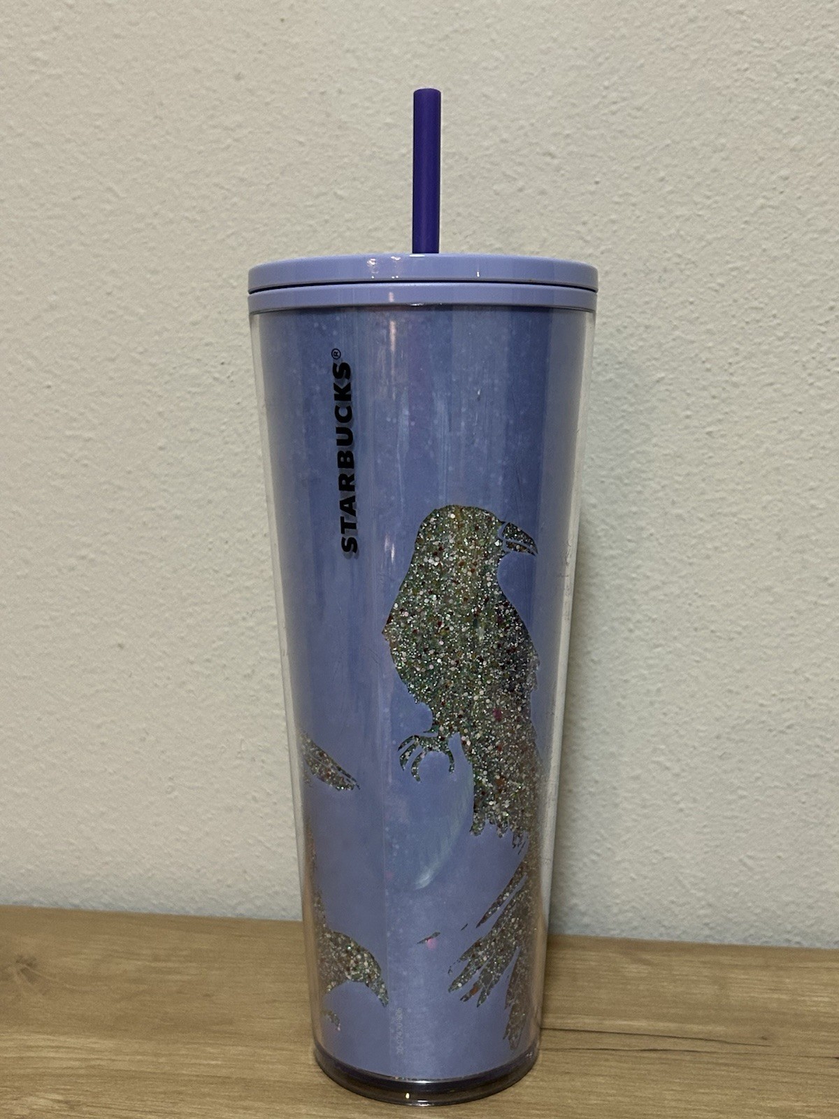 Starbucks 2022 Halloween Raven Crow Glitter Glow In The Dark Venti Tumbler 24oz