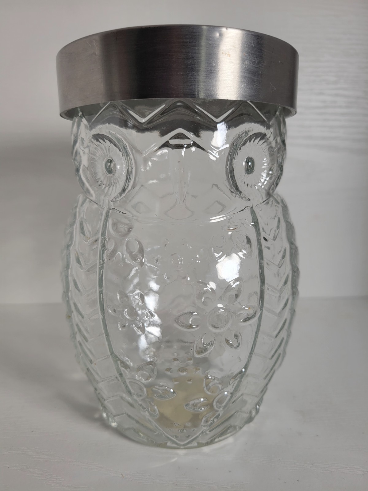 Clear Glass Owl Shaped Canister Decor 7
