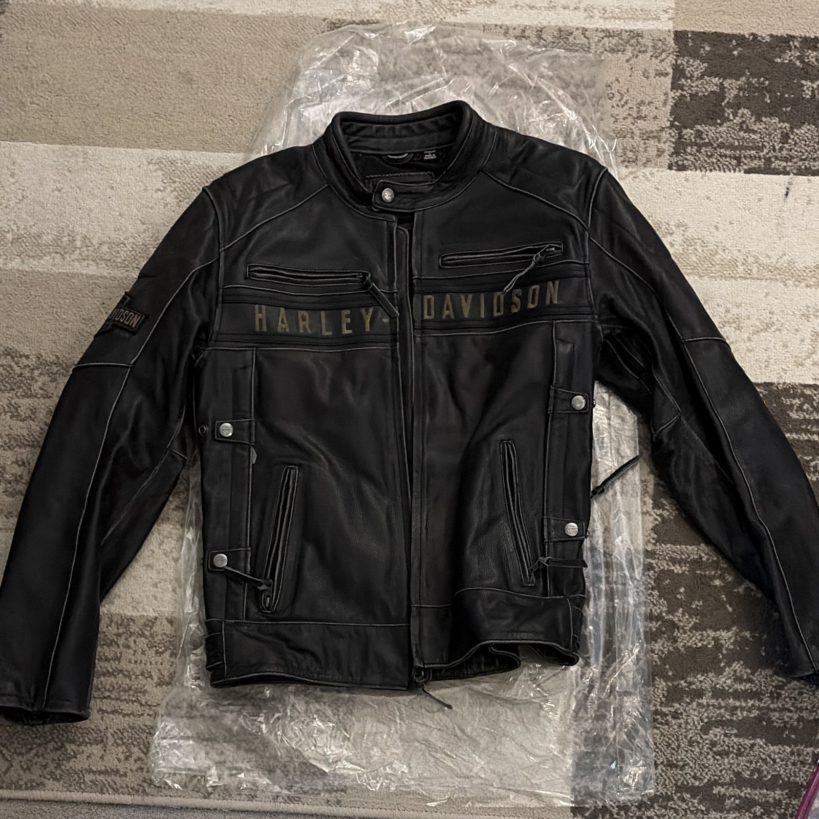 Harley-Davidson Genuine MotorClothes Black Leather Motorcycle Jacket Regular