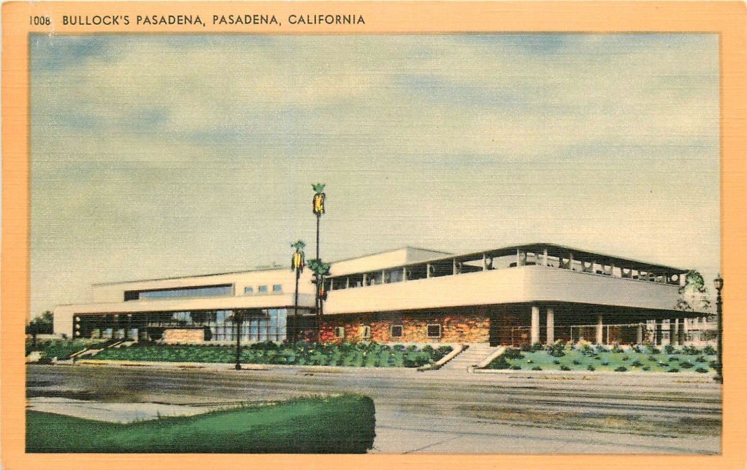 Bullock\'s Pasadena California Linen Postcard Longshaw Card 1940s Bullock\'s Pasadena California Linen Postcard Longshaw Card 1940s